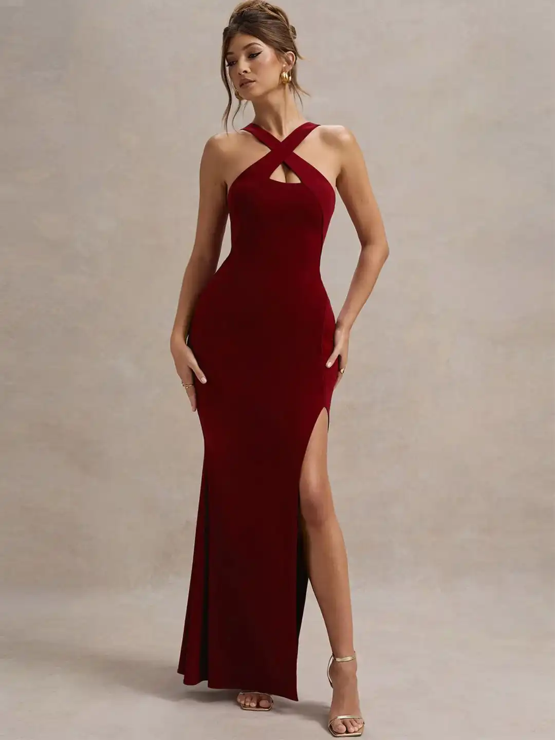 black vinyl bodycon dress Bodycon Round Neck Crepe Sleeveless Mini Dress – G-Line