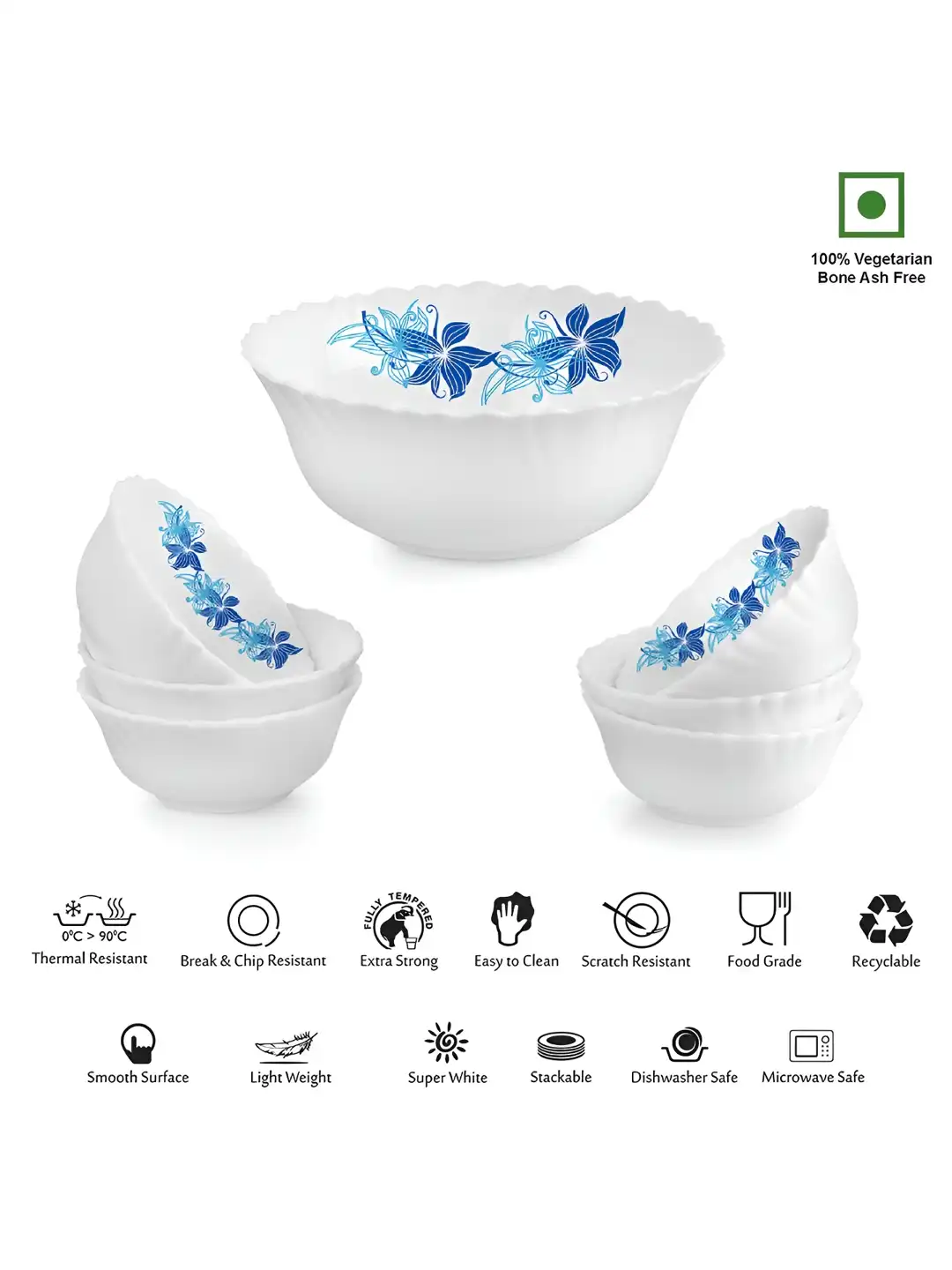Buy Cello Dazzle Series White 7 Pieces Floral Printed Swirl