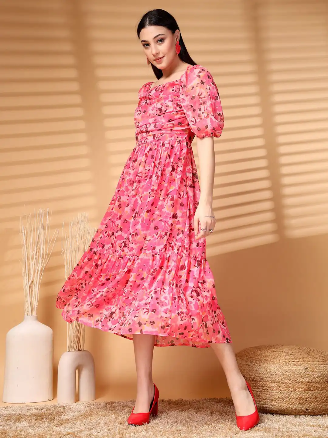 mandarin collar a line dress Laurèl Mandarin Collar Shirt Dress main image 1