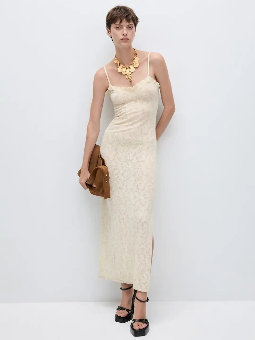 Buy MANGO Open-Knit Slit Detail Sheath Midi Dress - Dresses for Women  30543677 | Myntra