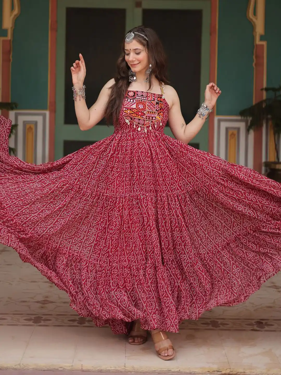 halter neck ethnic dress Buy KALINI Bandhani Printed Gathered Georgette Fit & Flare Maxi - Ethnic Dresses for Women 30711917 styleattribute-festival outfits