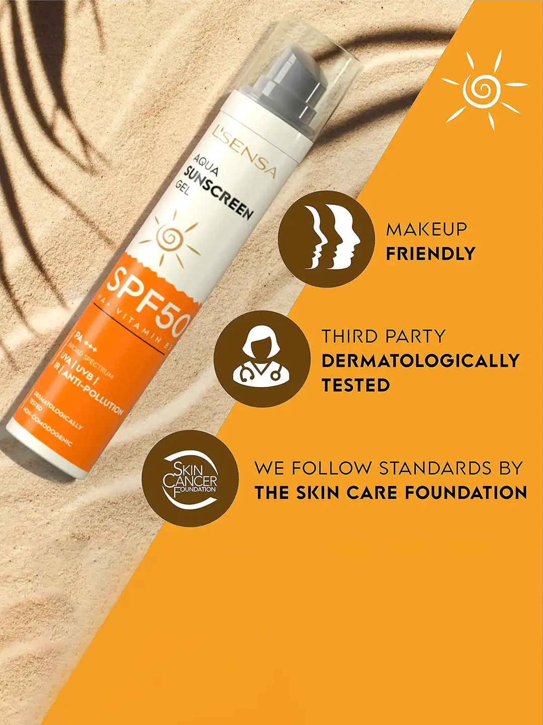 Buy L'SENSA SPF 50 Aqua Sunscreen Gel With 1% Hyaluronic Acid