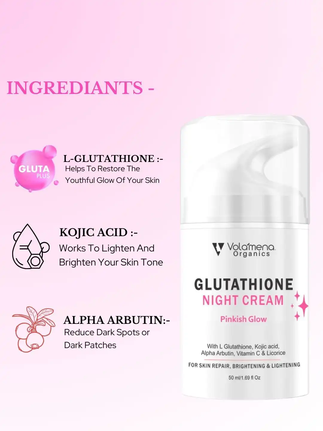 Buy Volamena Glutahione Night Cream With L Glutathione For Skin Brightening  50 ml - Night Cream for Unisex 30491078
