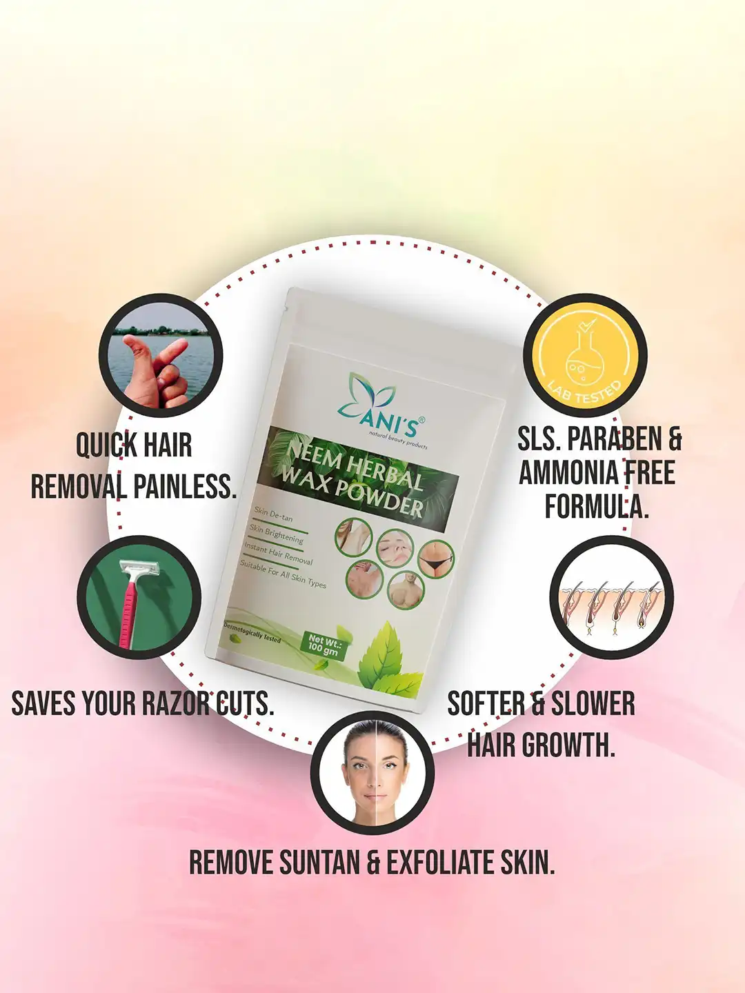 Buy ANI'S Set Of 2 Neem Natural Waxing Powder For Instant Hair