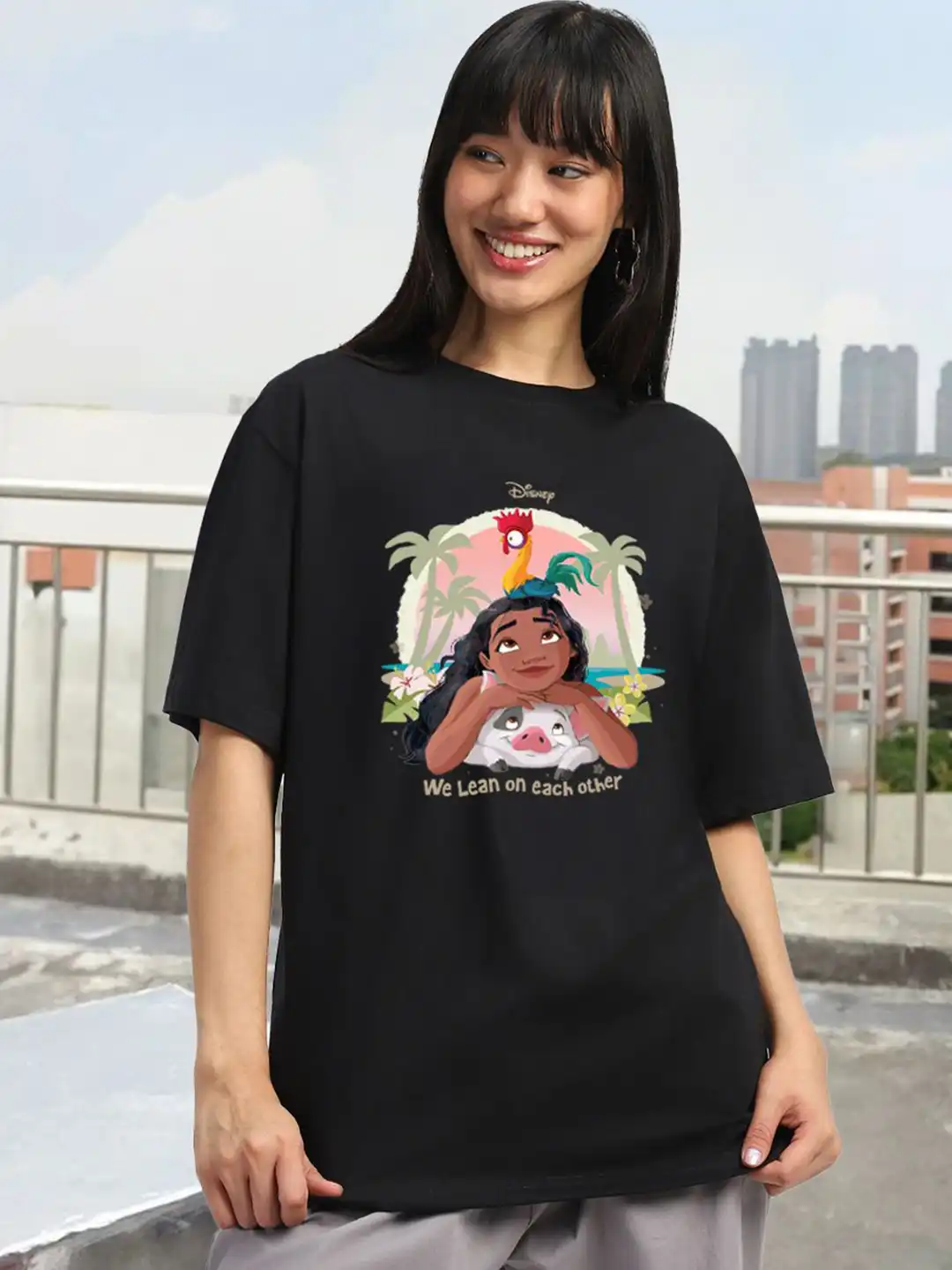 Buy JUNEBERRY Women Disney Moana Black Printed Relaxed Fit Pure