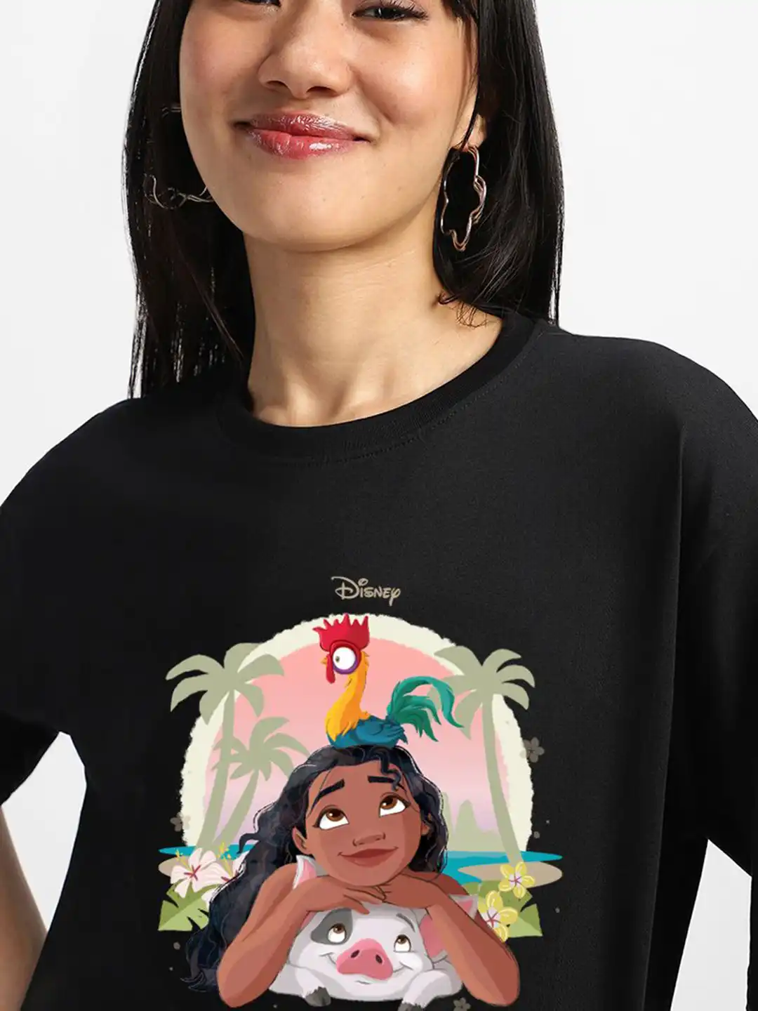 Buy JUNEBERRY Women Disney Moana Black Printed Relaxed Fit Pure