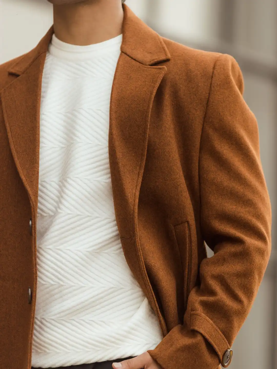 Buy JAVINISHKA Men Wool Single-Breasted Long Coat - Coats for Men
