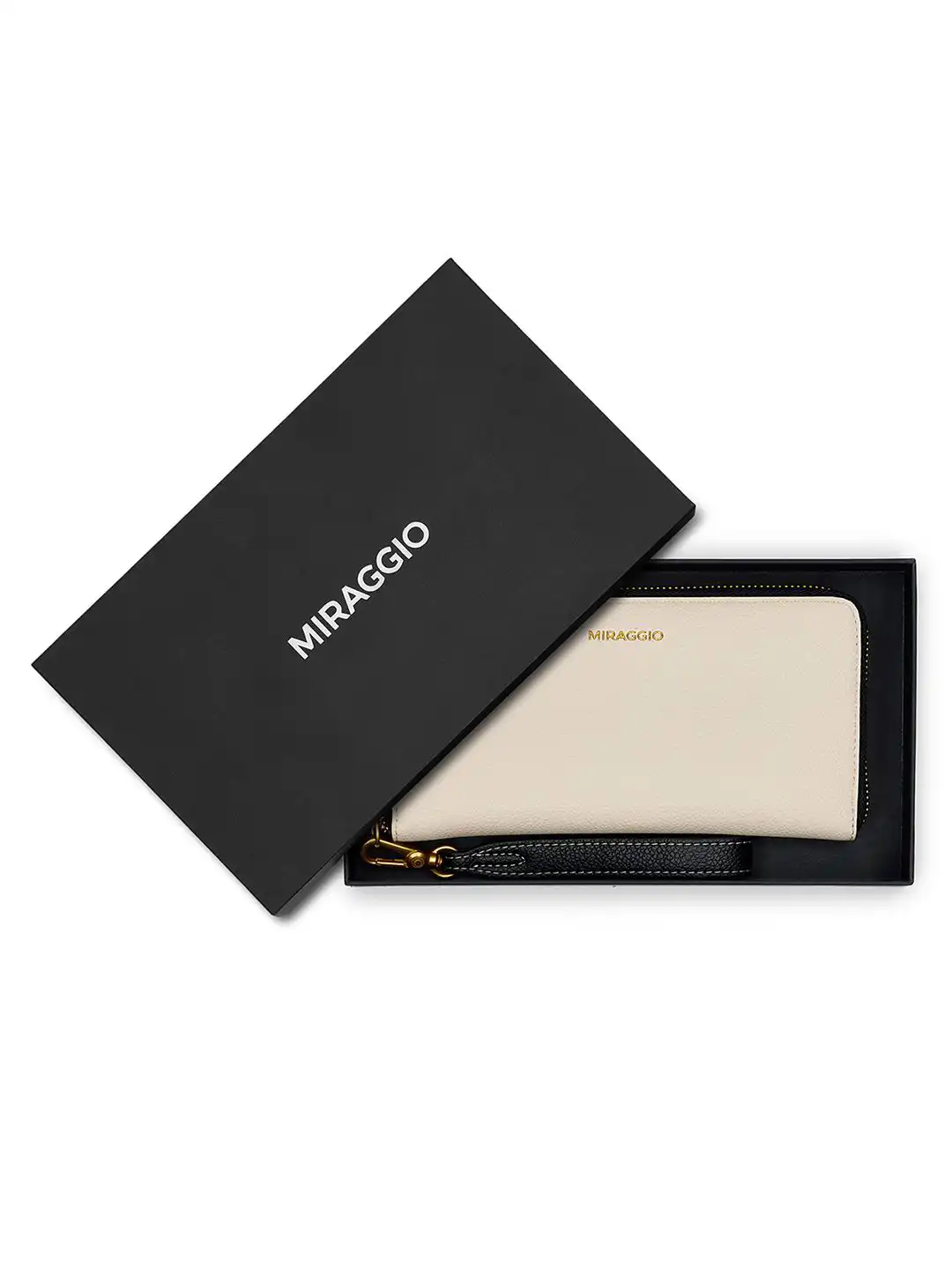 Buy MIRAGGIO Harlow Ivory Textured Zip Around Wallet With