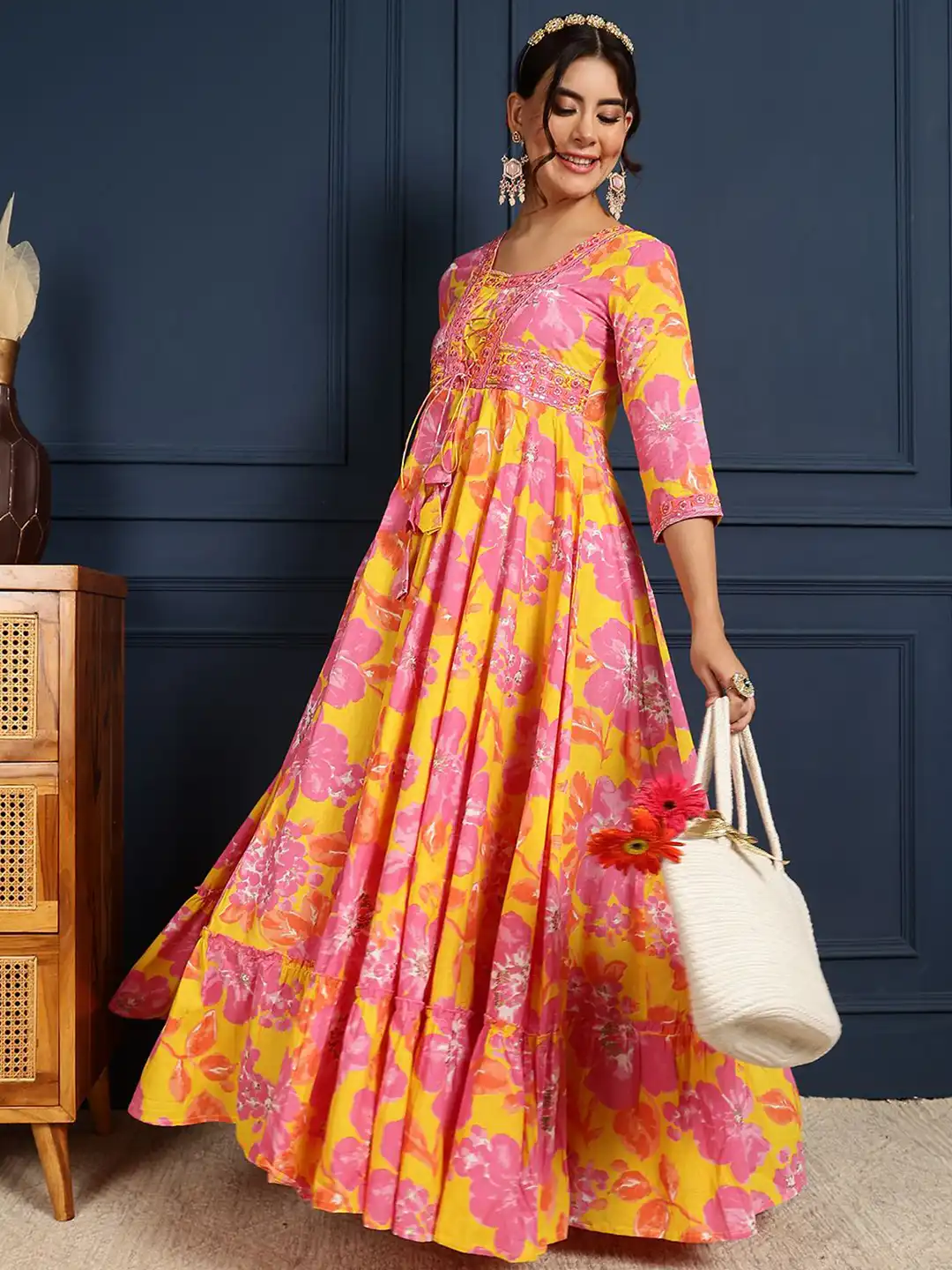 Buy GULMOHAR JAIPUR Women Floral Printed Cotton Gown Maxi Dress - Dresses for Women 31278626 | Myntra Buy GULMOHAR JAIPUR Women Floral Printed Cotton Gown Maxi Dress - Dresses for Women 31278626 | Myntra