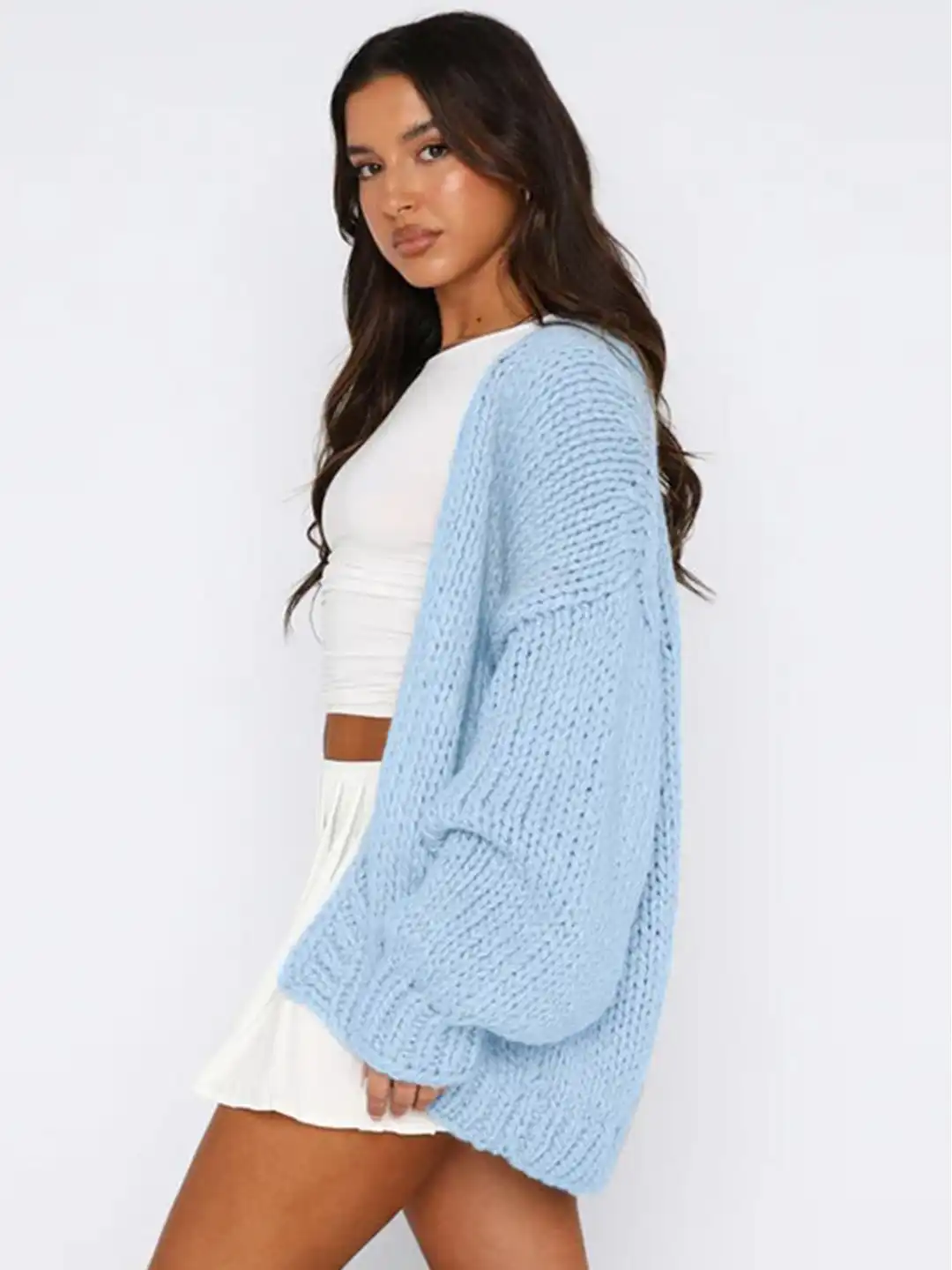 Buy LULU & SKY Women Cable Knit Open Front Cardigan - Sweaters for