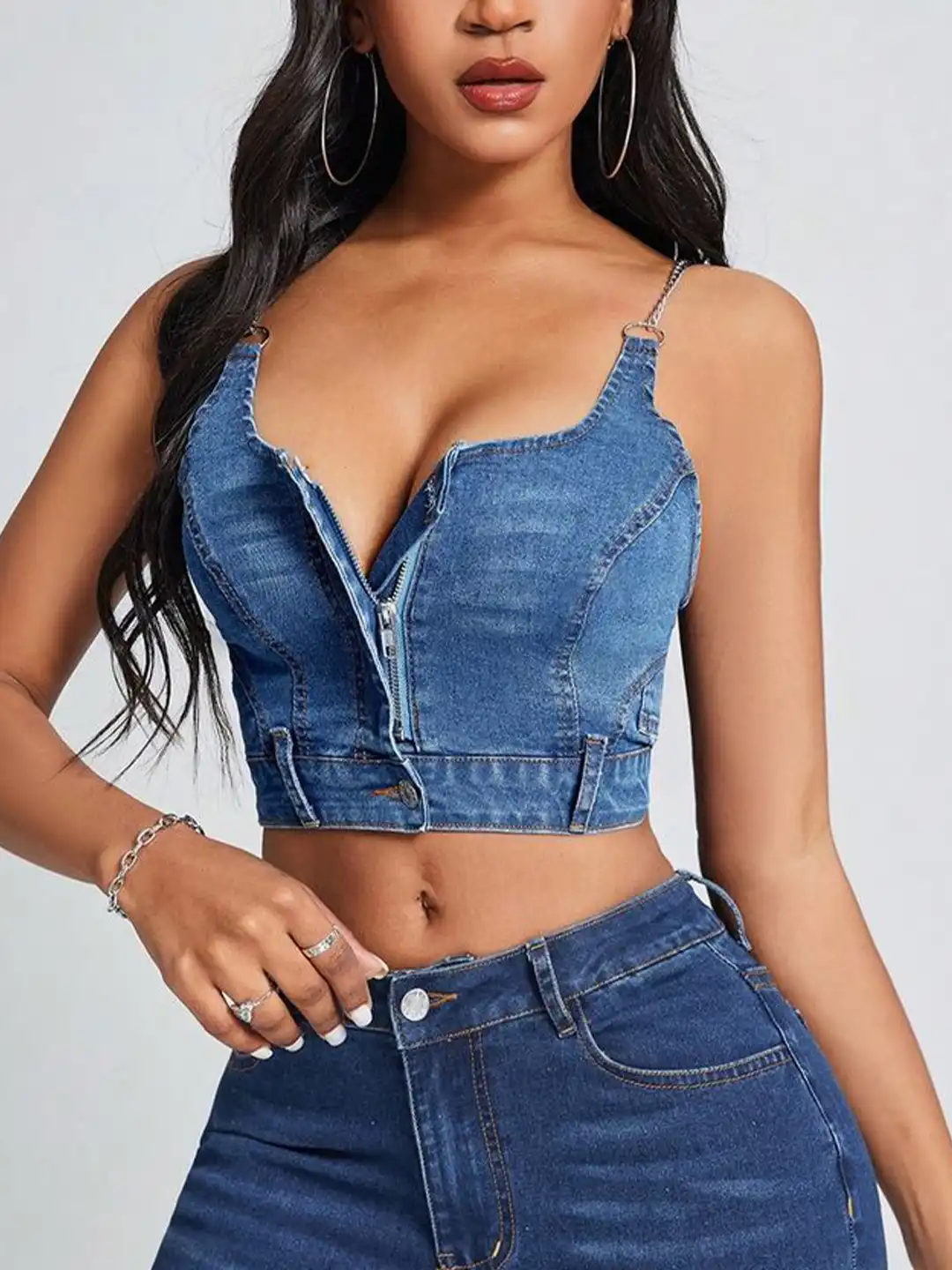 トップス Richmond denim tanktop Buy LULU & SKY Women Sleeveless Crop Denim Top - Tops for Women
