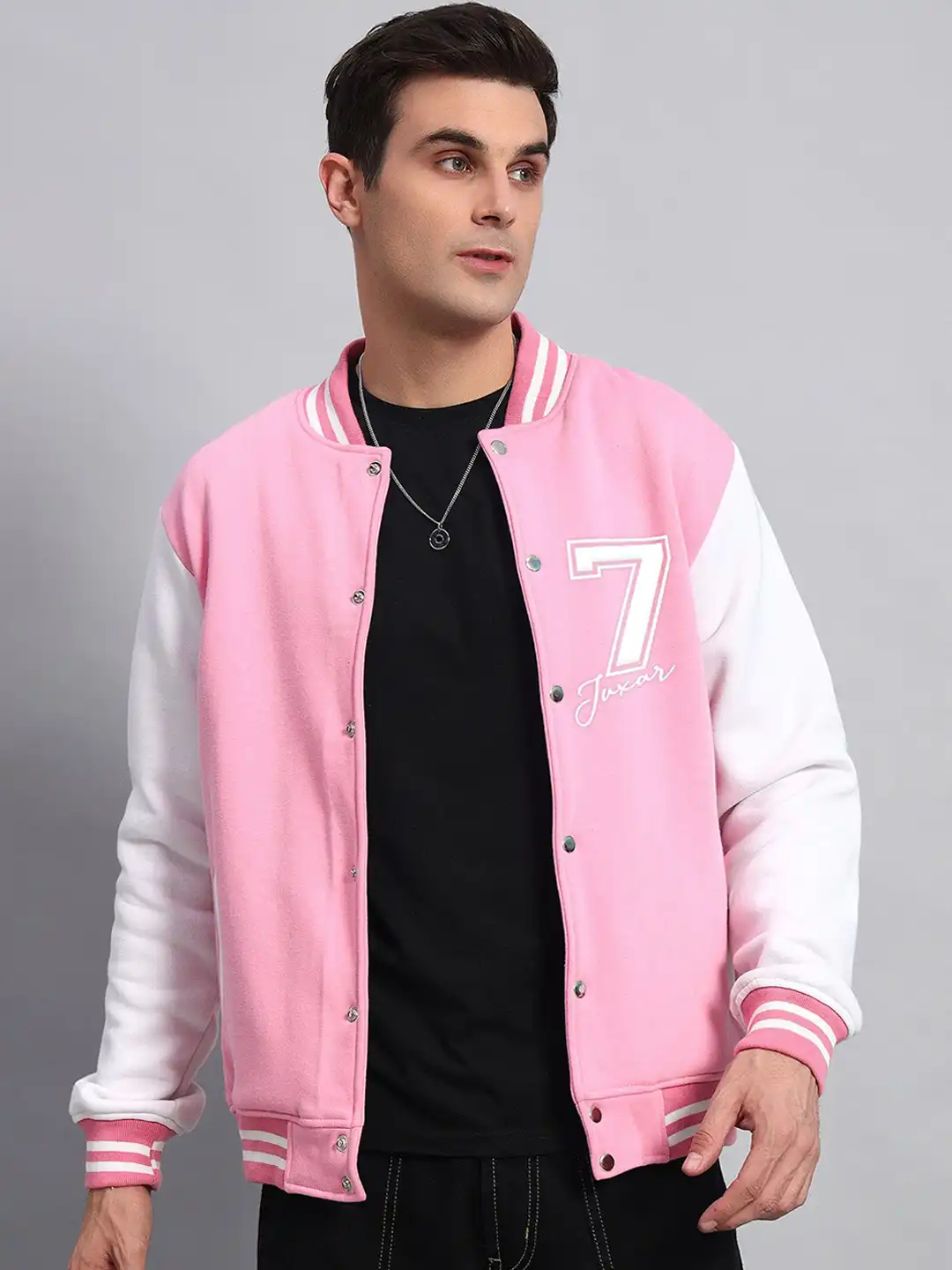 Buy Juxar Men Stand Collar Colourblocked Cotton Casual Varsity