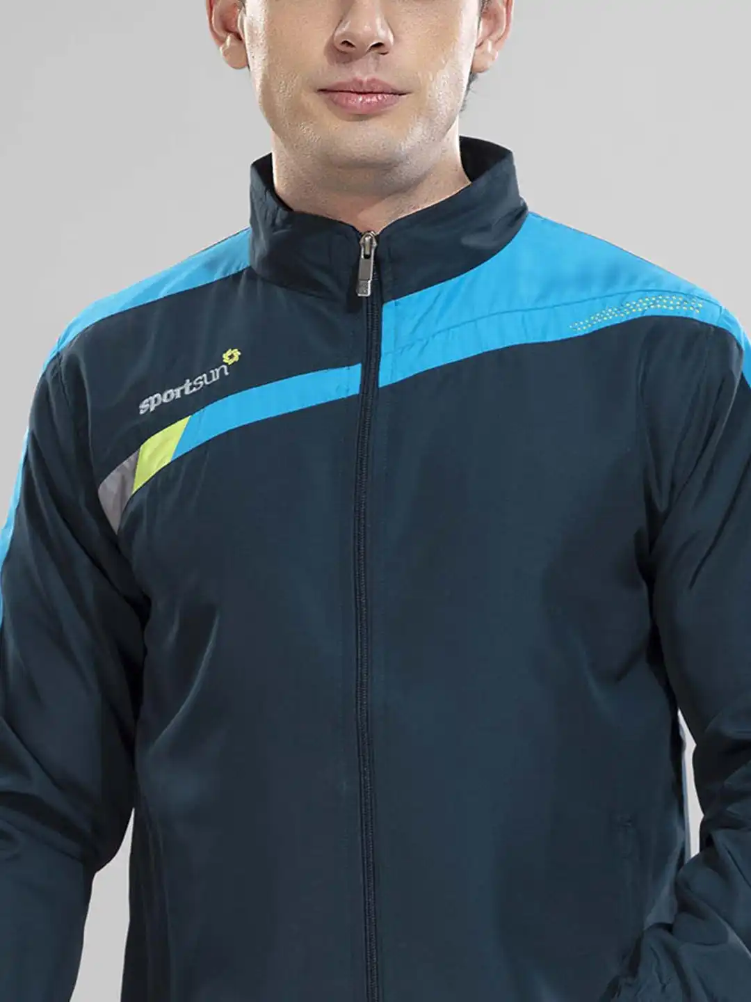 Buy SPORT SUN Men Mock Collar Colourblocked Sporty Jacket