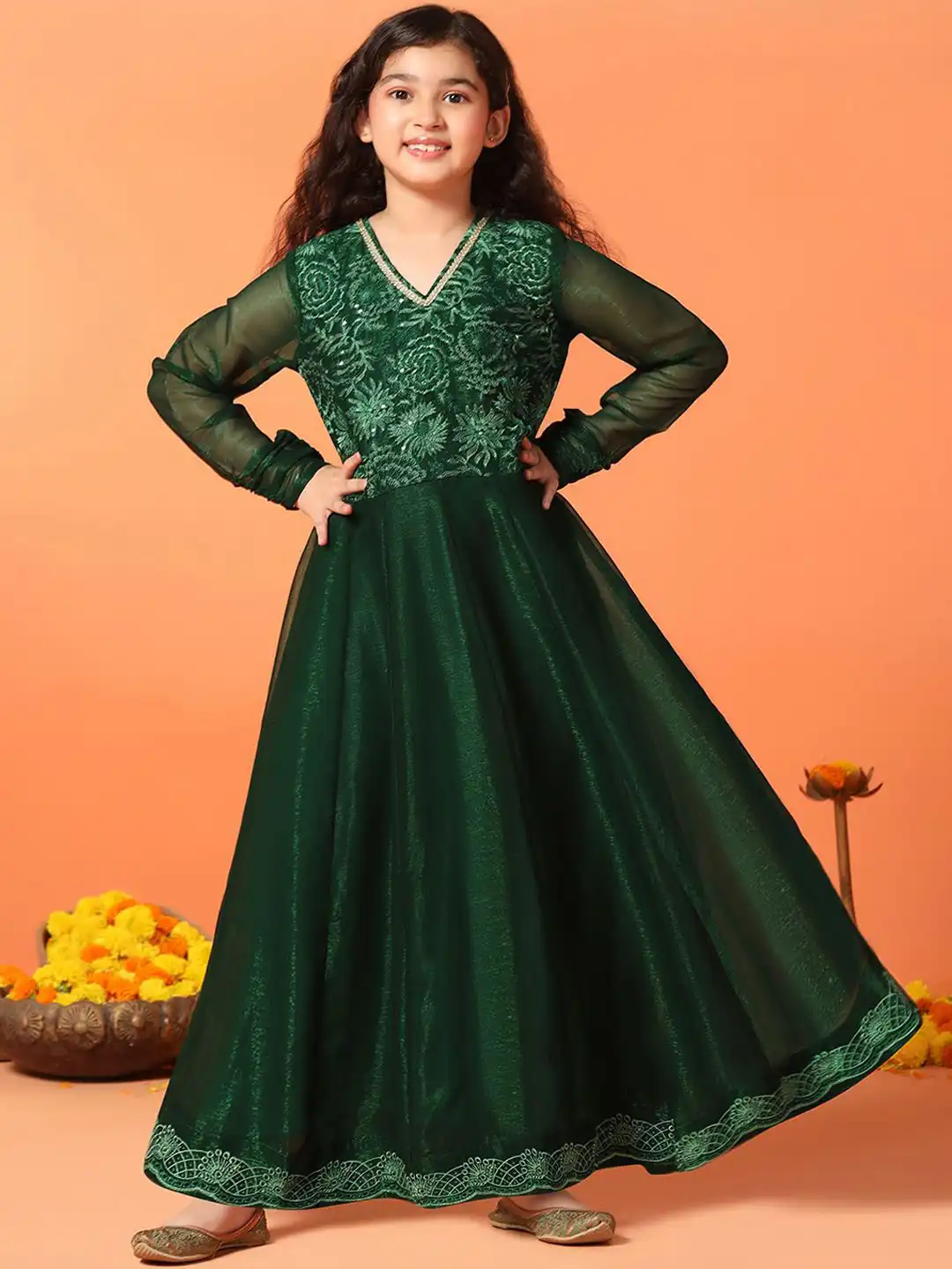 Buy FASHION DREAM Embroidery Maxi Length Ethnic Dresses - Ethnic