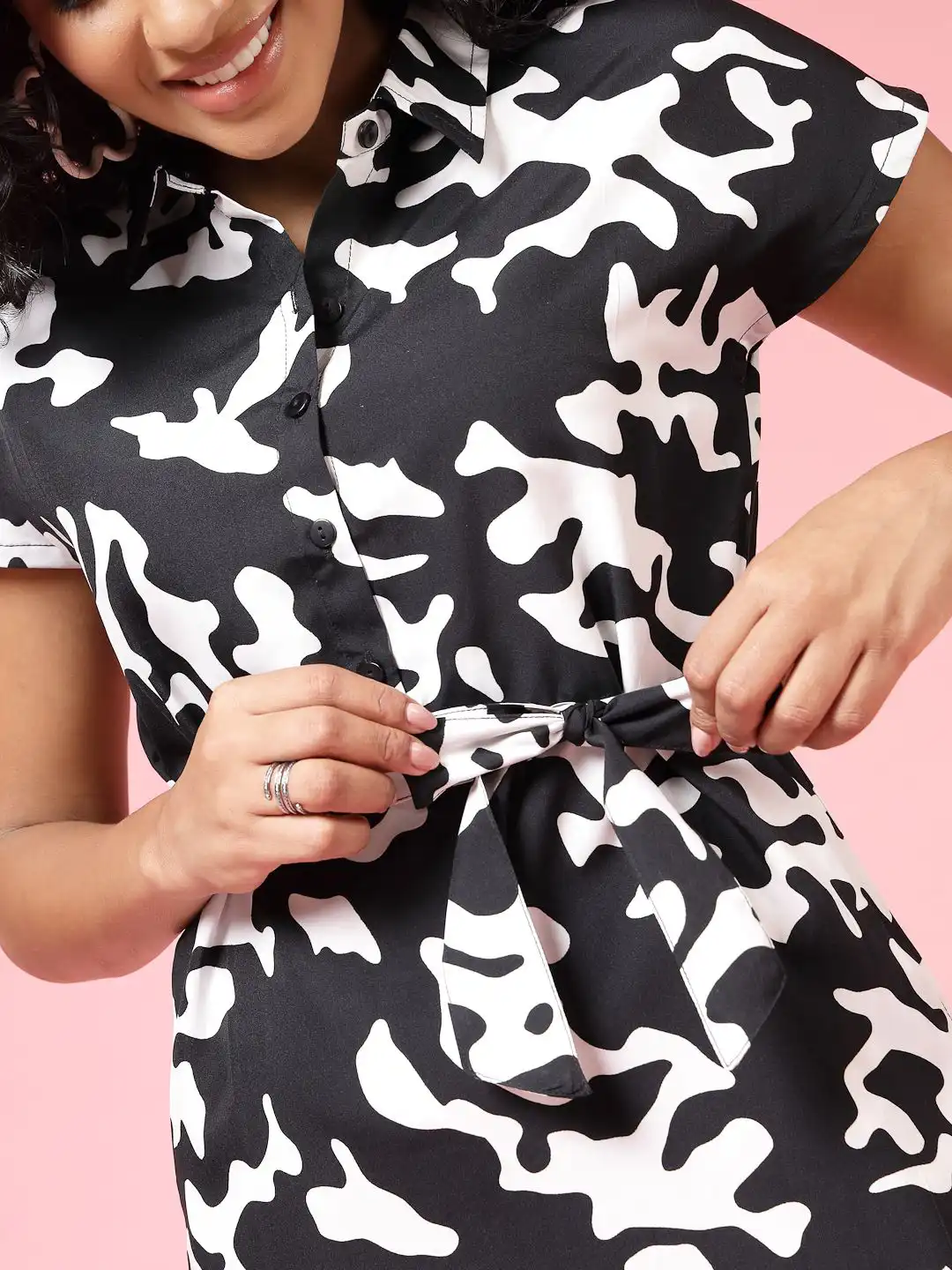 Buy BEING NAUGHTY Black and White olourblocked Shirt Women Mini