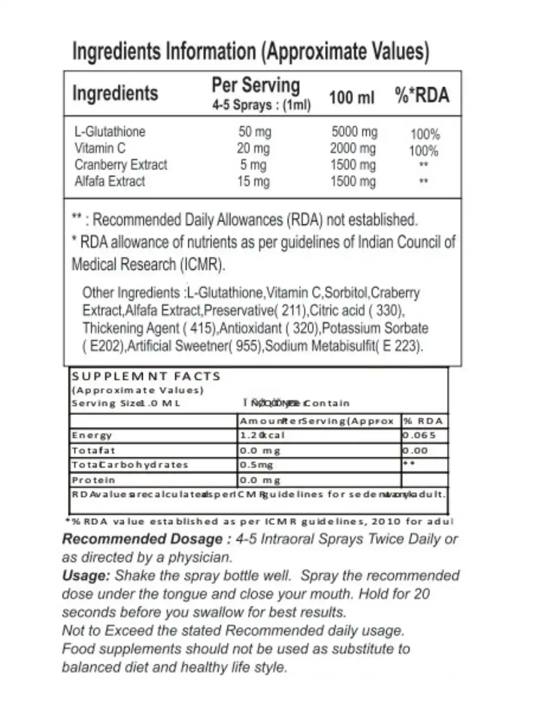 Buy Volamena Advanced Glutathione Mouth Spray - 50 ml - Skin Supplements for Unisex 30924295