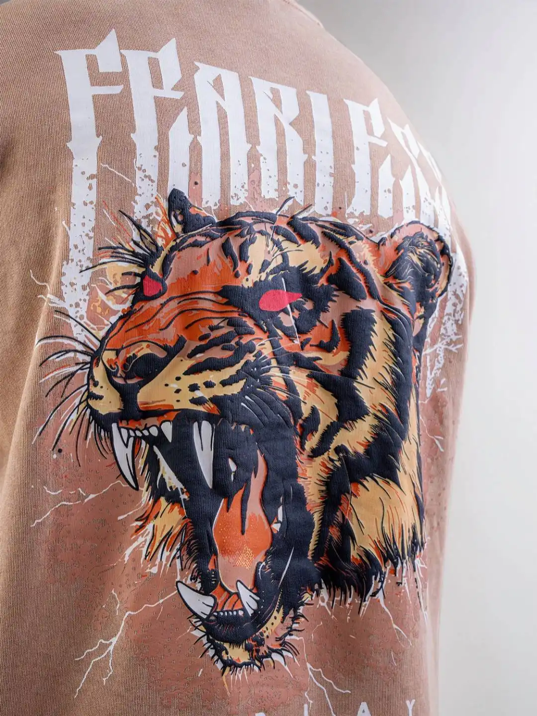Buy Overlays Fearless Tiger Graphic Printed Drop-Shoulder Sleeves