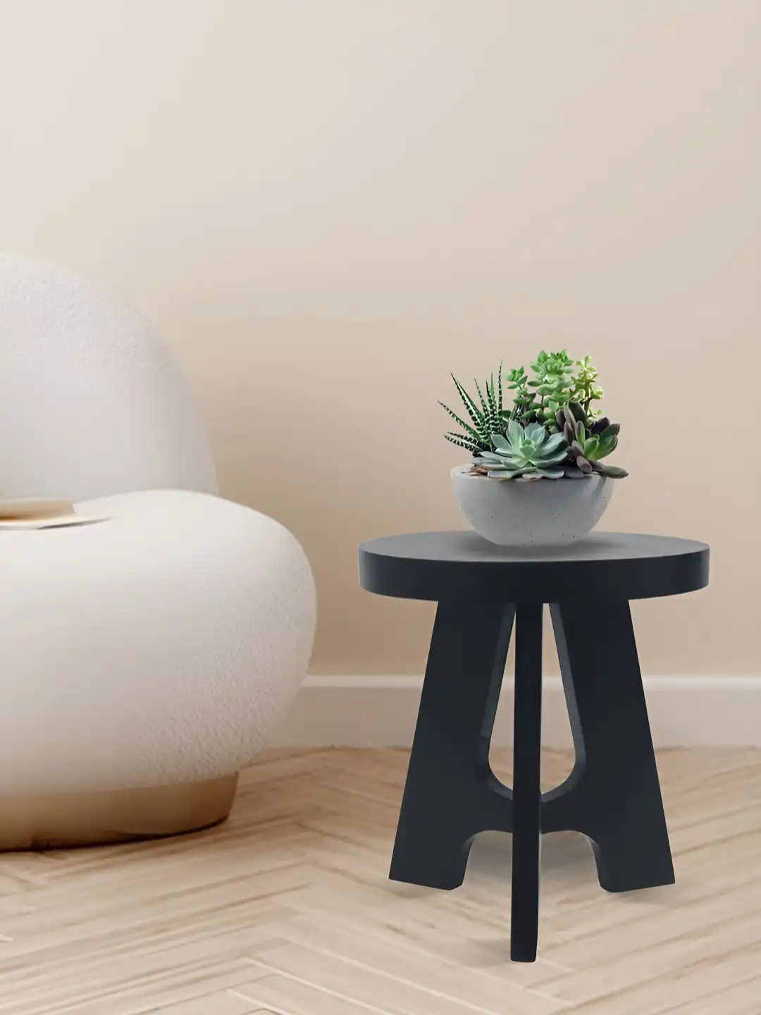 Buy Metalsmith Black Textured Wooden Stool - Stool for Unisex
