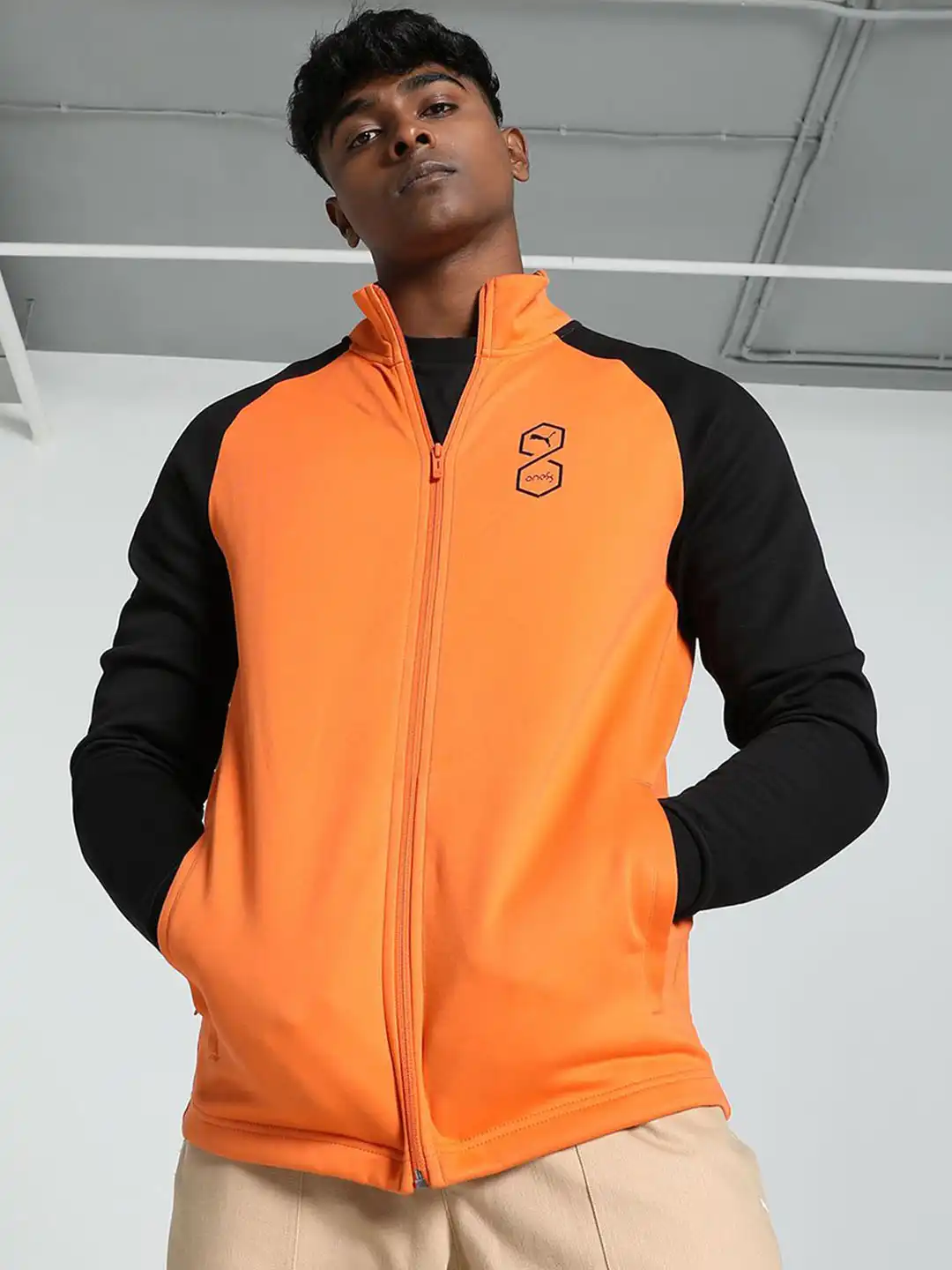 Buy one8 x PUMA Men Colourblocked Mock Collar Sporty Jacket