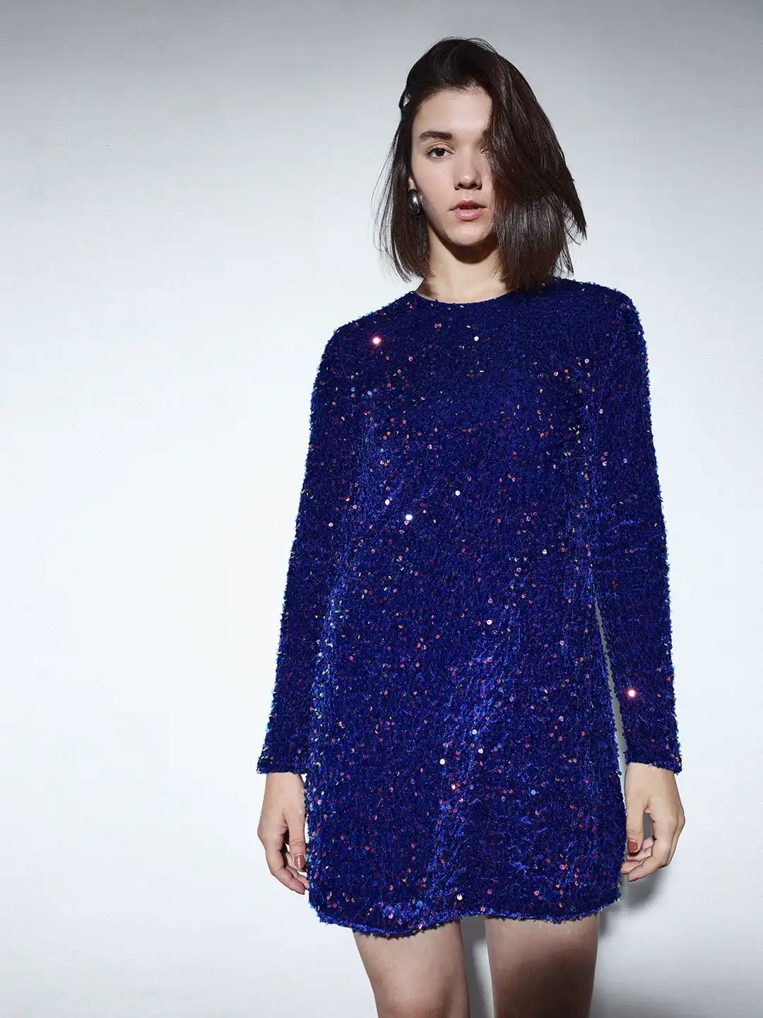 embellished a line mini dress Amara Black Rhinestone Embellished A-Line Mini Dress – Lea Clothing Co main image 1