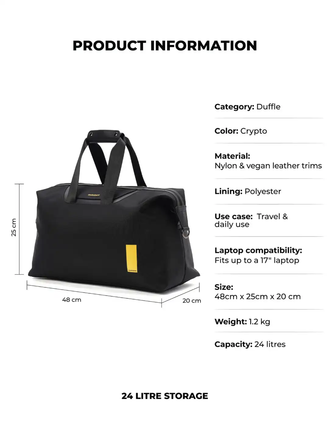 Buy MOKOBARA Unisex The Fuji Duffle Nylon & Vegan Leather Casual