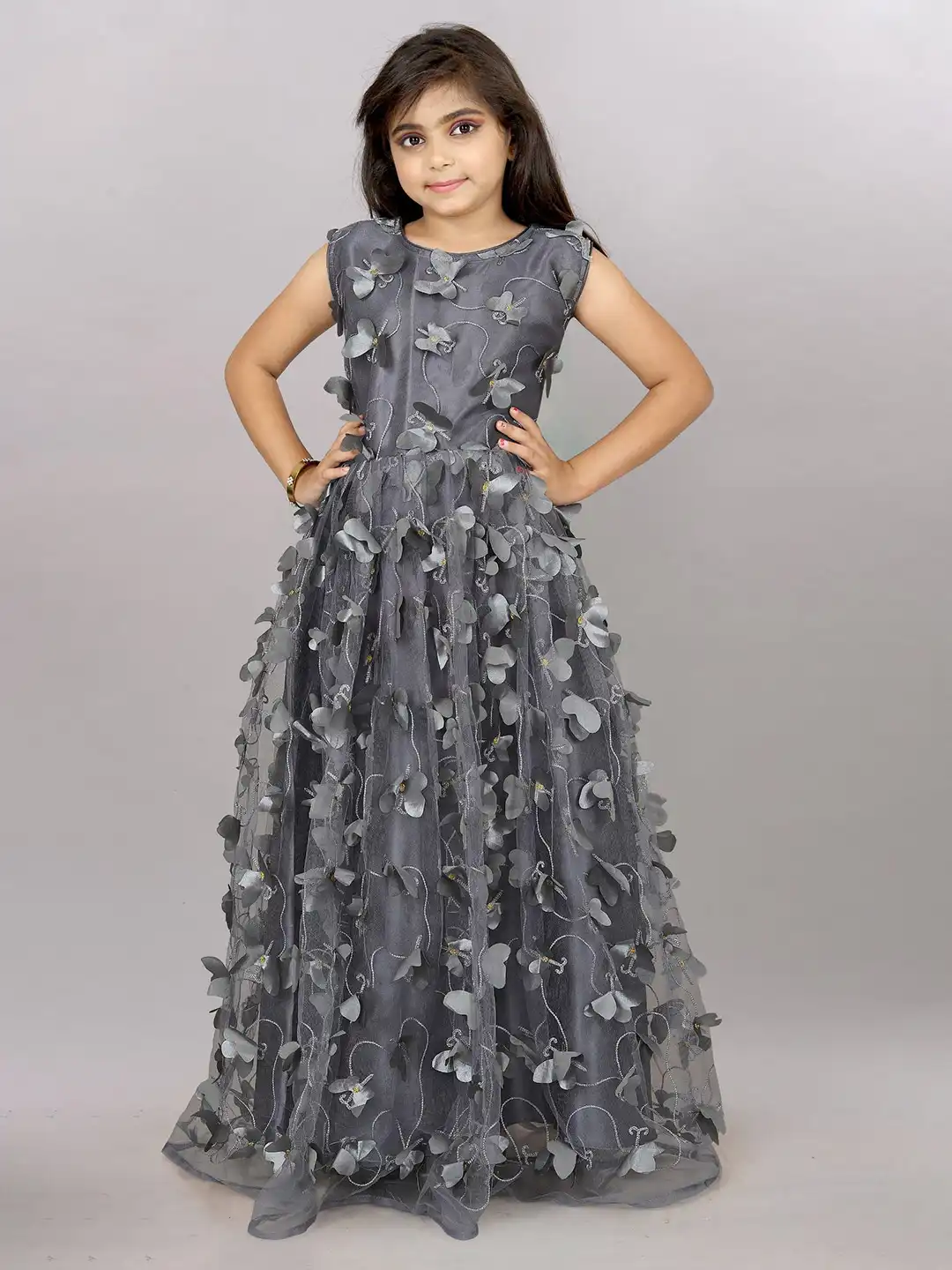 Buy JULEE Girl Floral Embroidered Net Gown Dress - Dresses for Girls  30834140 | Myntra