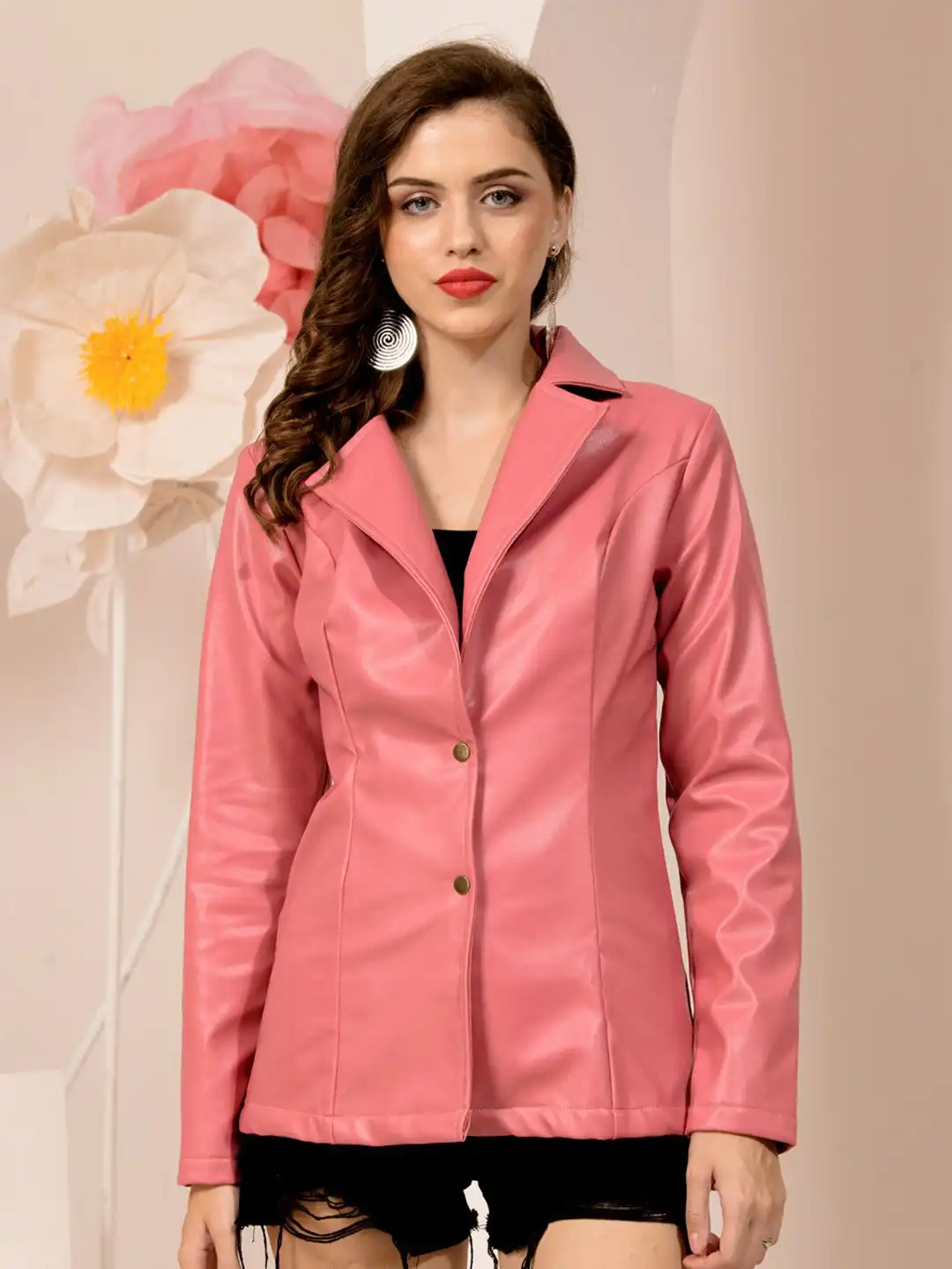 Buy TANDUL Lapel Collar Leather Jacket - Jackets for Women