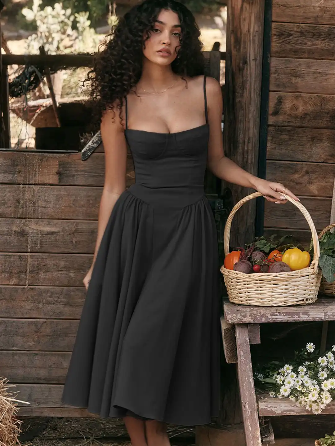 belk long black dress Valerie Ribbed Knit Long Sleeve Maxi Dress (Black) – La Belle Boutique main image 1
