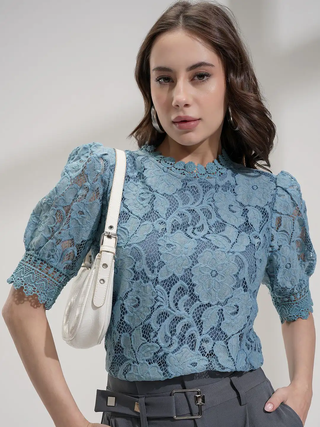 Buy ESPYR By Tokyo Talkies Women Lace-Up Cotton Top - Tops for