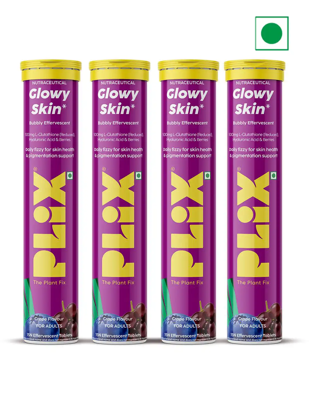 Buy PLIX THE PLANT FIX Set of 4 Glowy Skin Glutathione Skin Tablets - 15 Tablets Each - Grapes - Skin Supplements for Unisex 33416288 | Myntra Buy PLIX THE PLANT FIX Set of 4 Glowy Skin Glutathione Skin Tablets - 15 Tablets Each - Grapes - Skin Supplements for Unisex 33416288 | Myntra