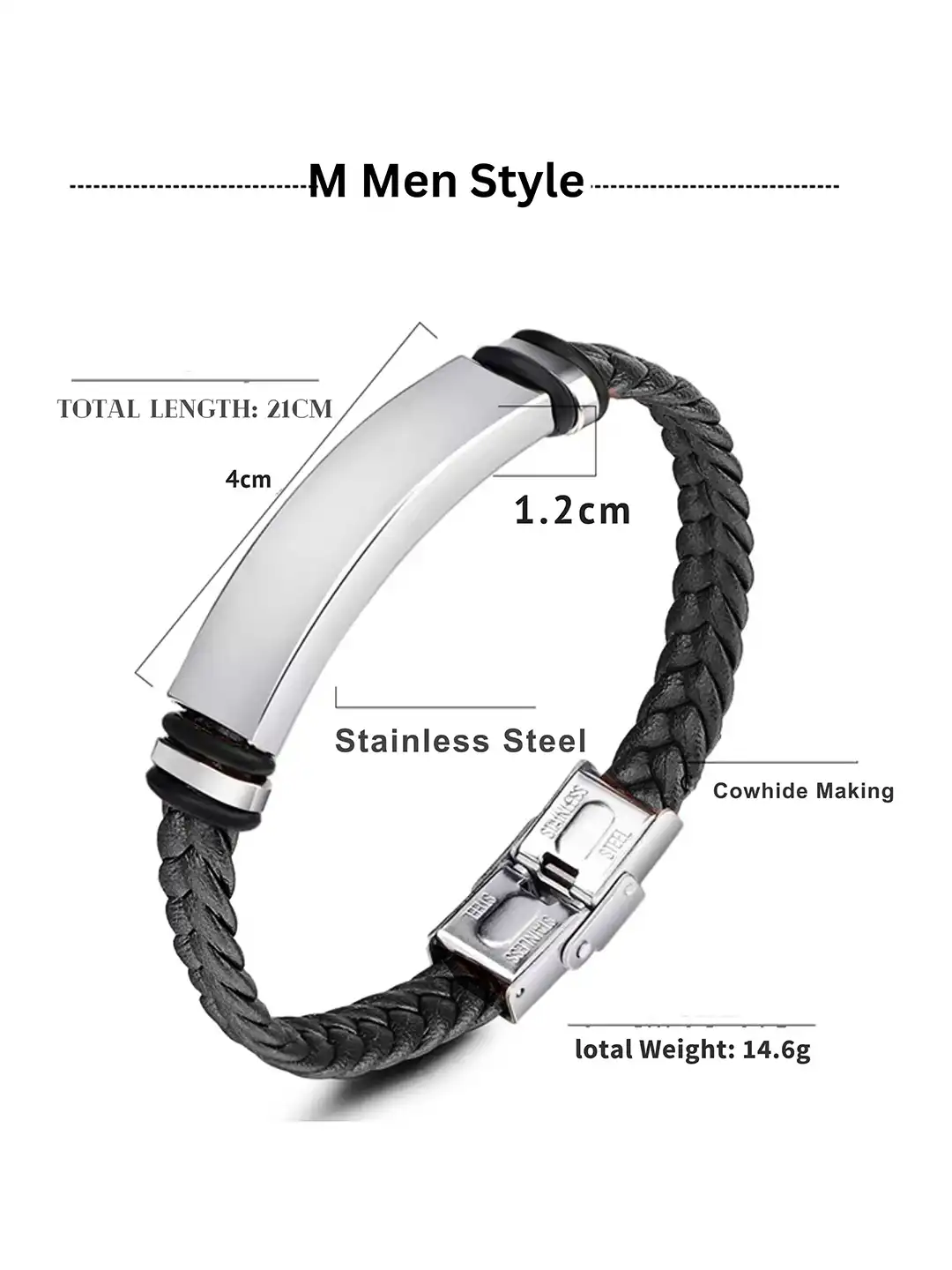 Buy M Men Style Men Silver-Plated Seeta Ram Braided Leather Weave