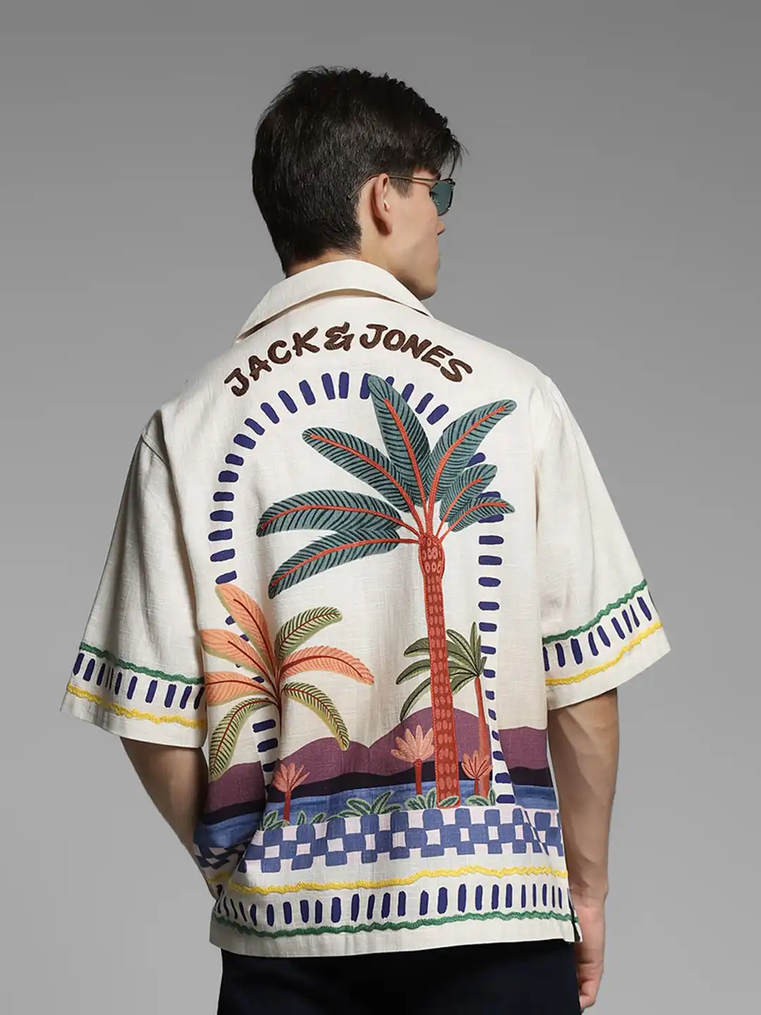 Buy Jack & Jones Men Oversized Fit Graphic Printed Cuban Collar