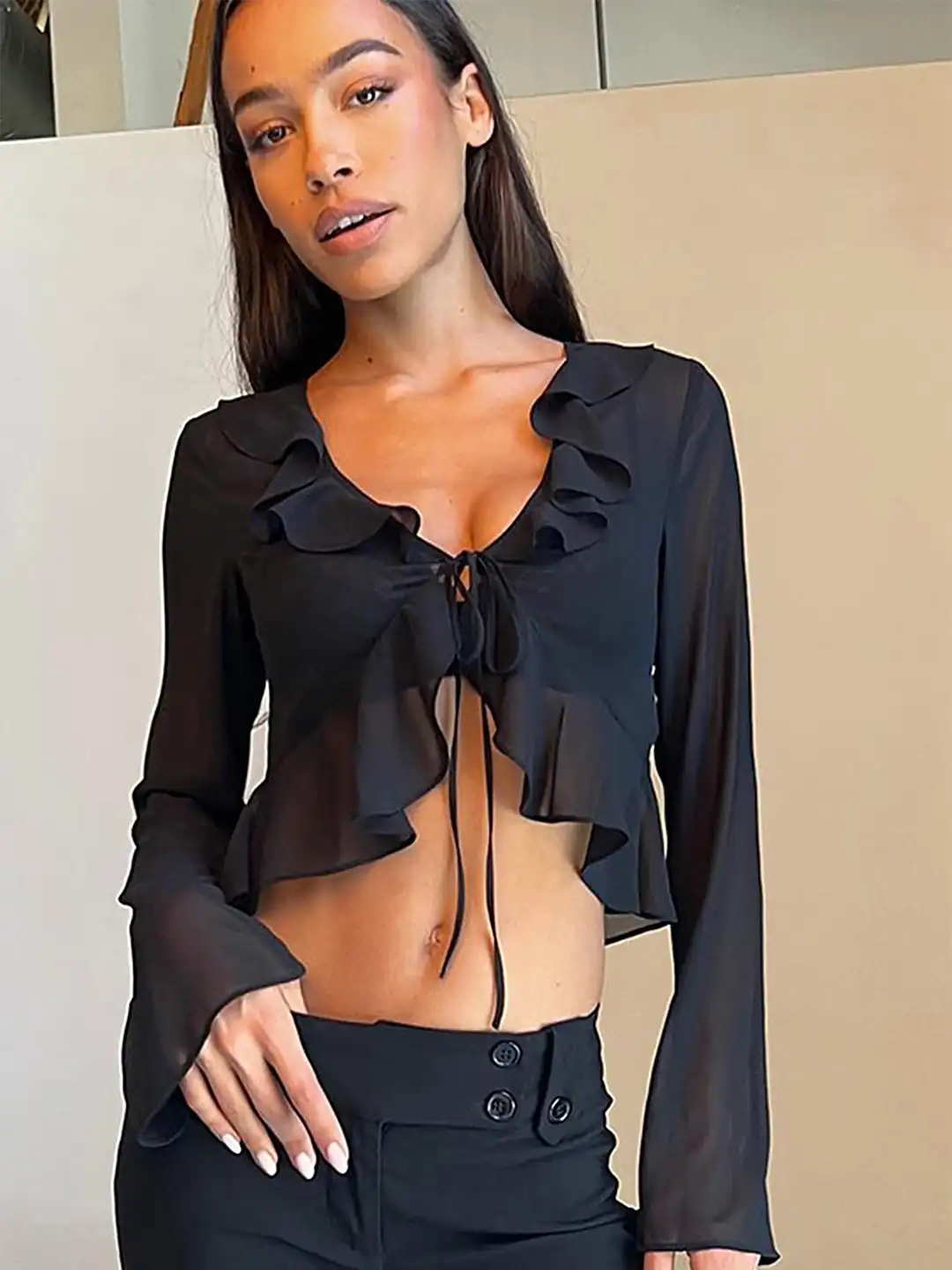 レディース andmary Cherie ruffle tops
