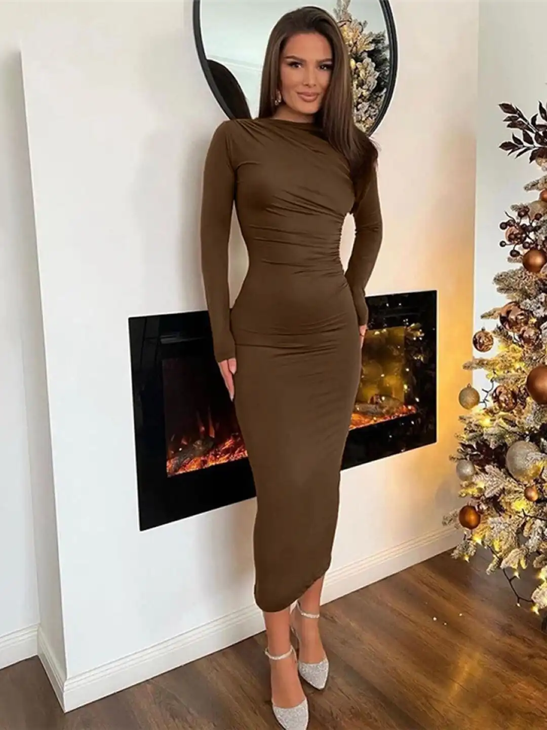calla lili brown tweed dress Camilla Tweed Dress – LUXELIM