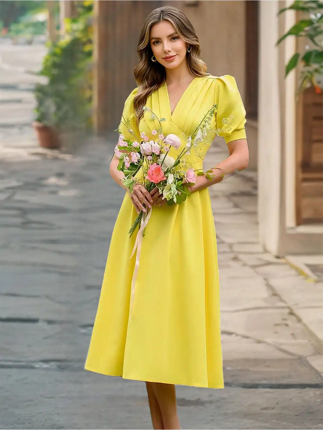 Buy all about you Women Puff Sleeve Fit & Flare Knee Length Dress - Dresses  for Women 33746390 | Myntra