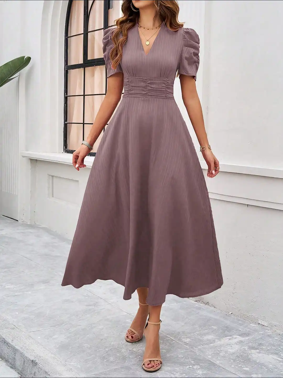 Buy StyleCast x Revolte Women V-Neck Fit and Flare Dress - Dresses