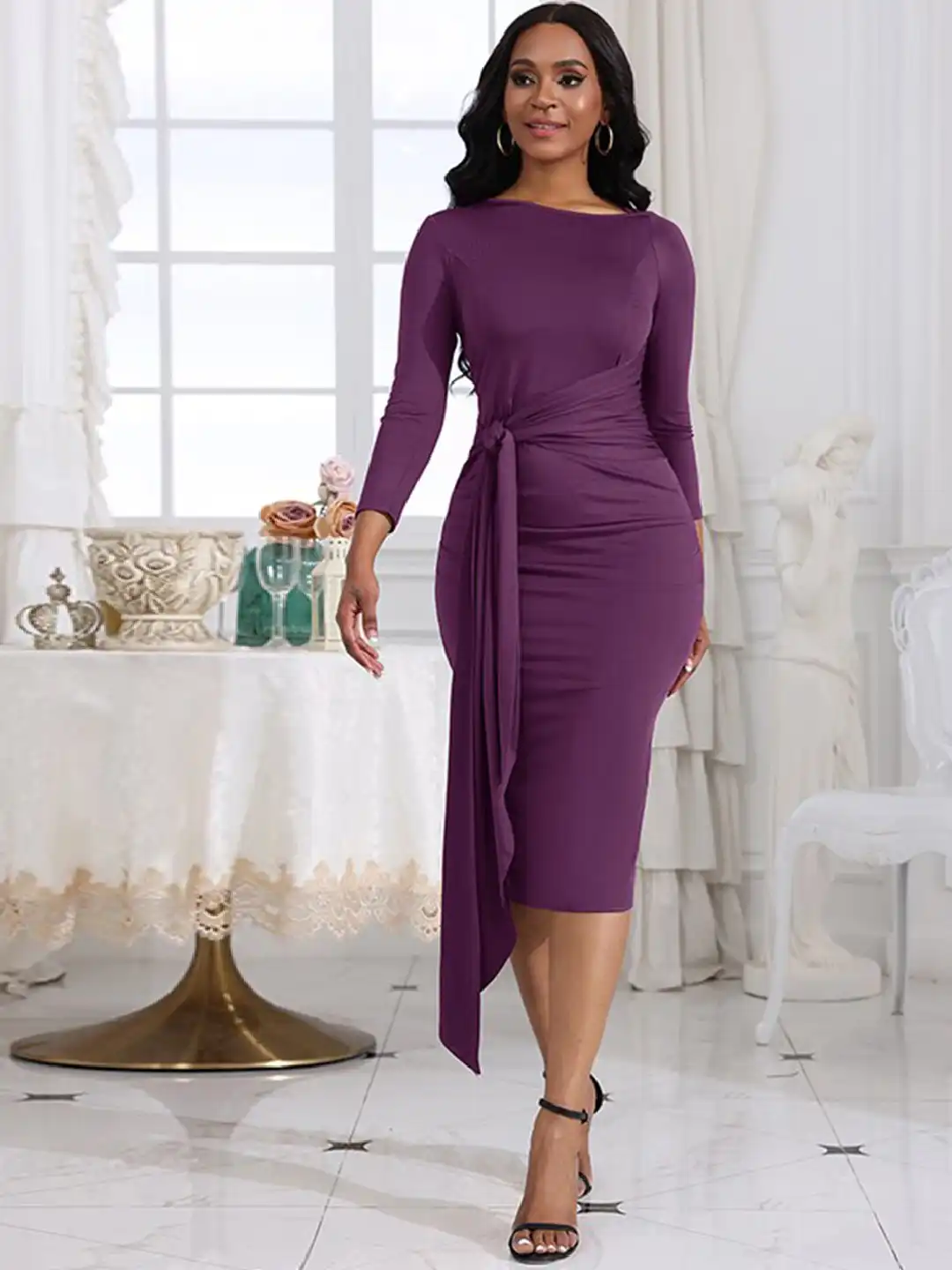 Buy StyleCast Purple & shadow purple Bodycon Midi Dress - Dresses for Women  25811000 | Myntra