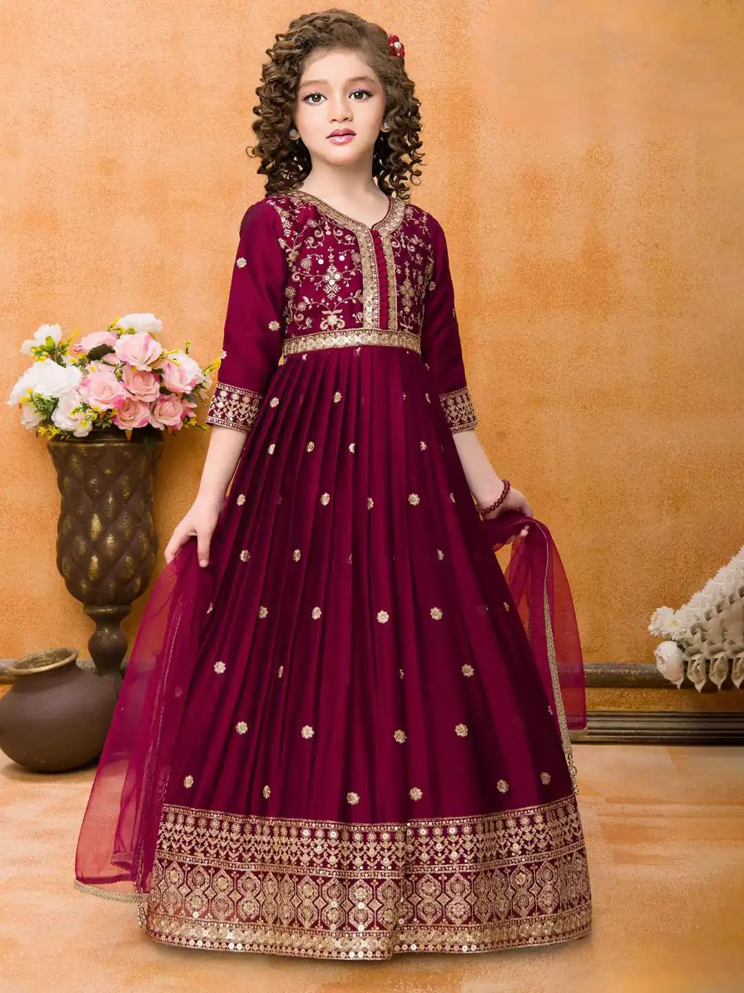 Buy Lagorii Embellished Embroidered Chiffon Maxi Dress - Dresses for Girls  33748327 | Myntra