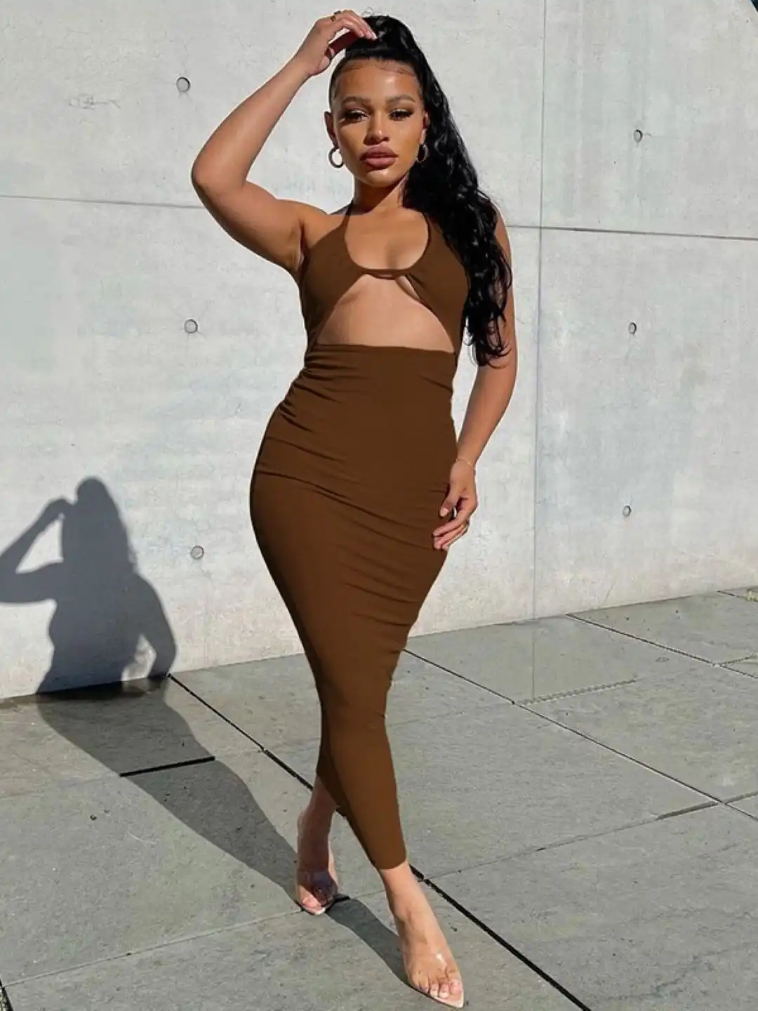 Buy StyleCast Brown Solid Bodycon Midi Dress - Dresses for Women 29815180 | Myntra Buy StyleCast Brown Solid Bodycon Midi Dress - Dresses for Women 29815180 | Myntra