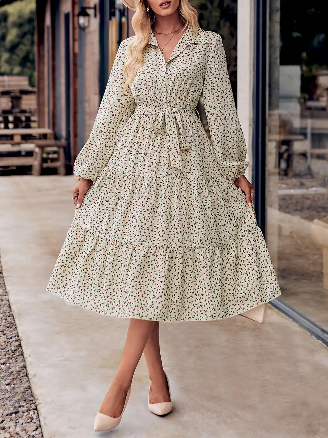 Buy StyleCast Off White Floral Printed Shirt Collar Knee Length Dress -  Dresses for Women 27028596 | Myntra