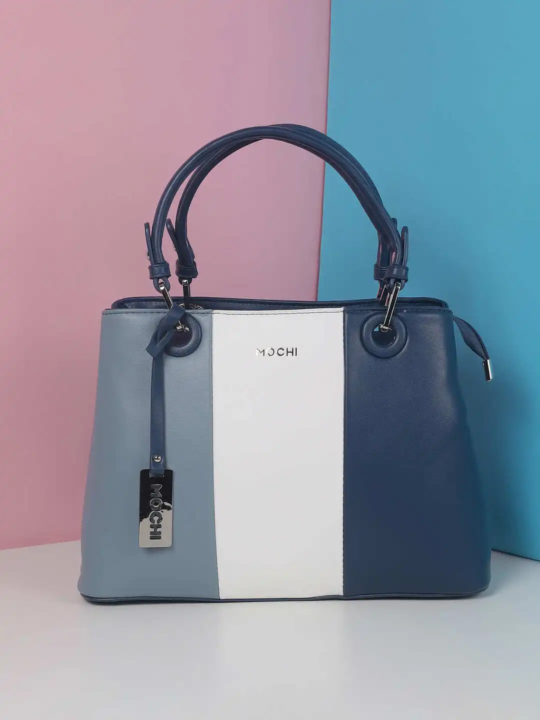Buy Mochi Colourblocked PU Oversized Bucket Handheld Bag
