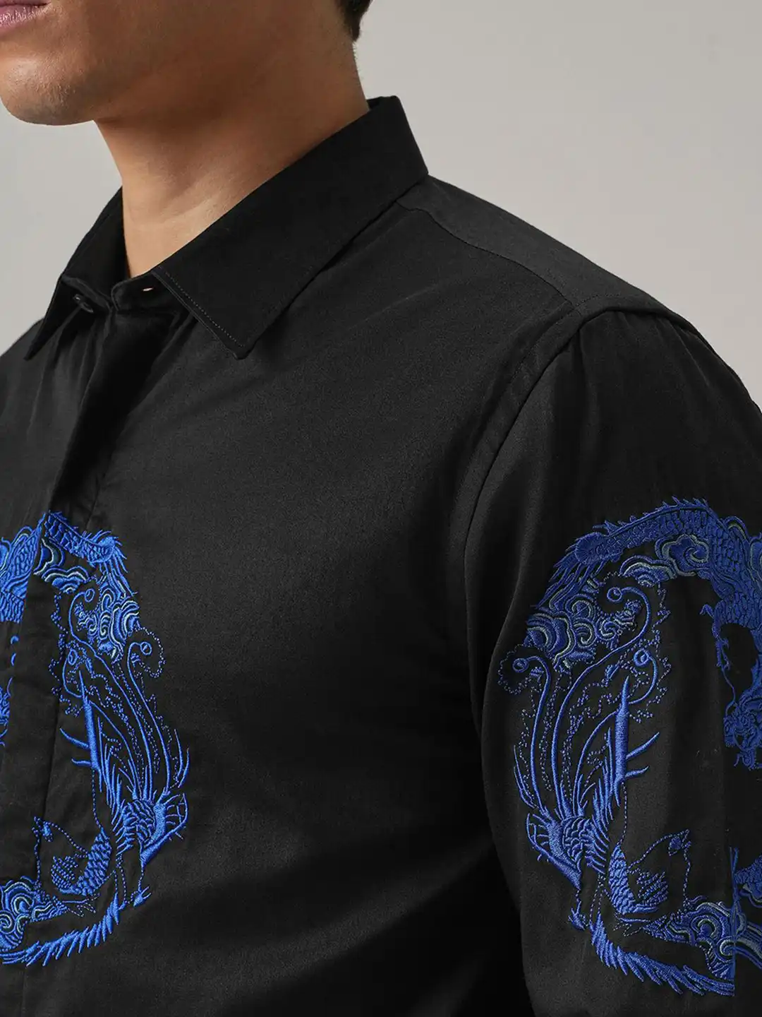 Buy Banana Club Dragon and Phoenix Embroidery Classic Slim Fit