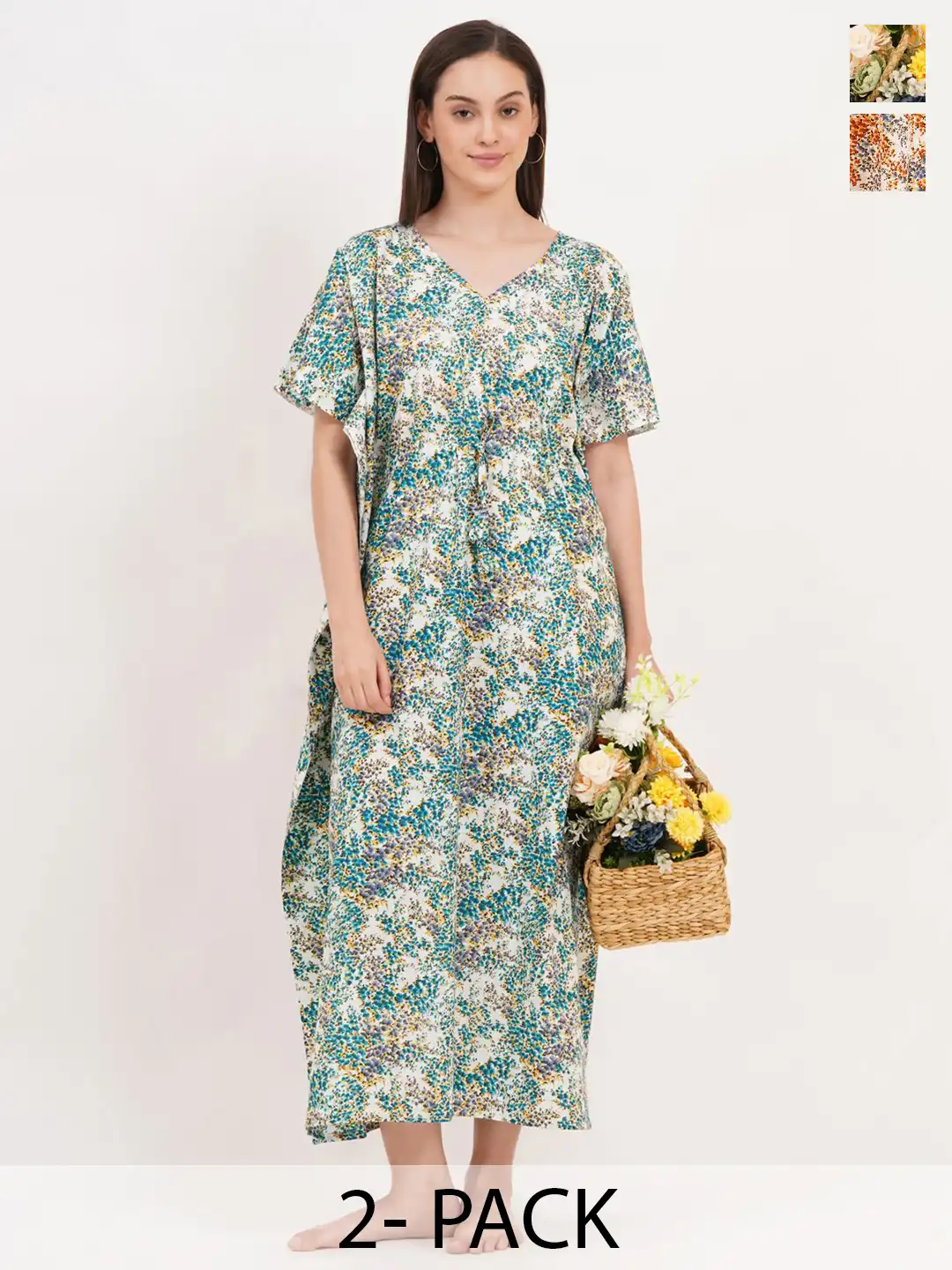 Dress Cotton Nighties Combo Offers Indian Clothing Night Gown Sleepwear Cotton Printed Nighty Combo Dress For