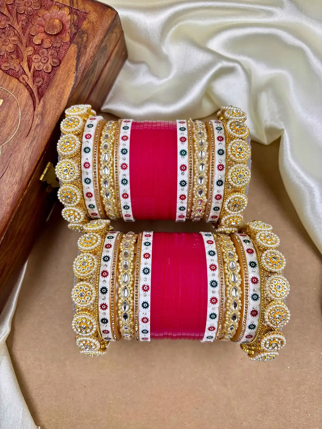 Buy Wedding Chuda by Hitesh Set of 48 Traditional Red and Golden