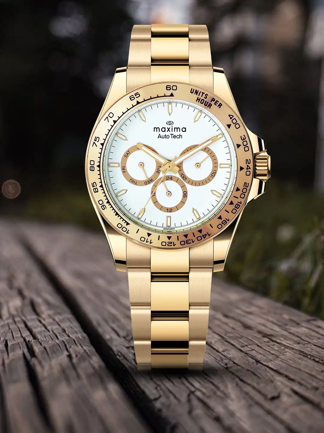 Buy maxima Men Brass Dial & Stainless Steel Bracelet Style Straps