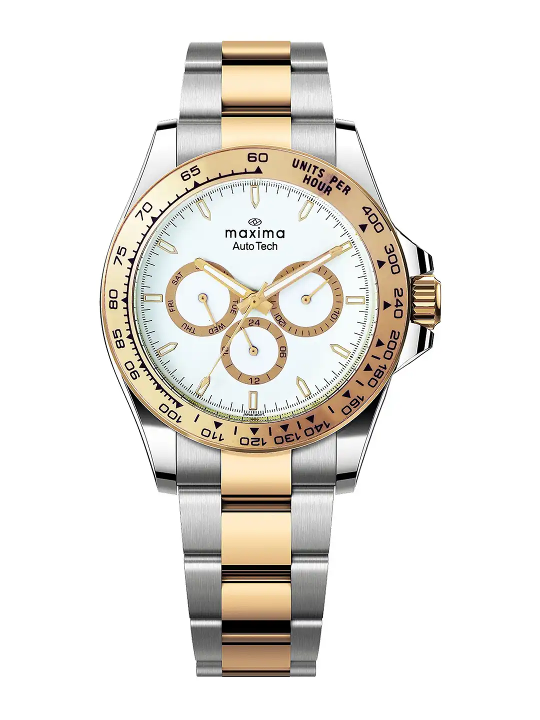 Buy maxima Men Brass Dial & Stainless Steel Bracelet Style Straps
