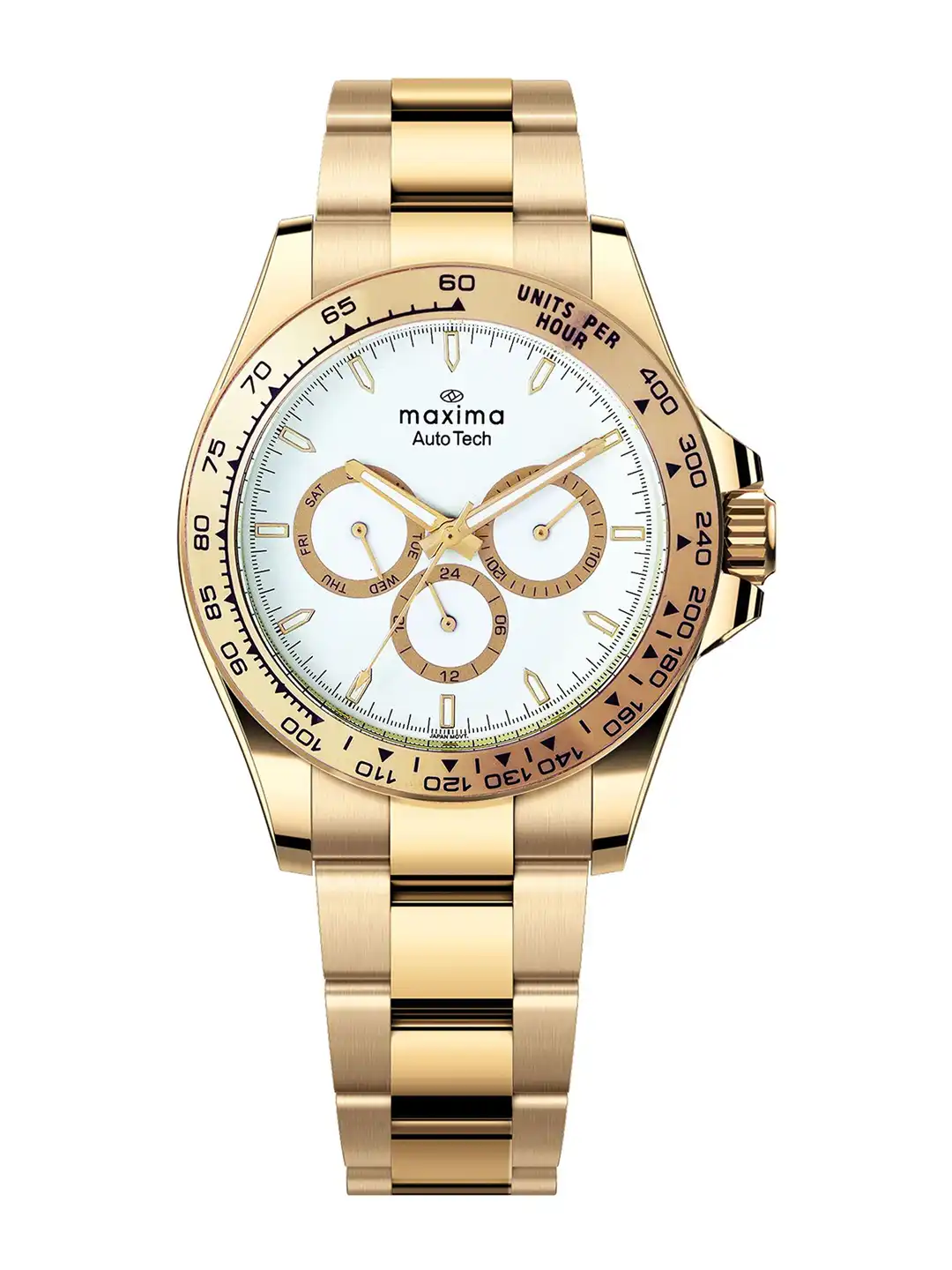Buy maxima Men Brass Dial & Stainless Steel Bracelet Style Straps