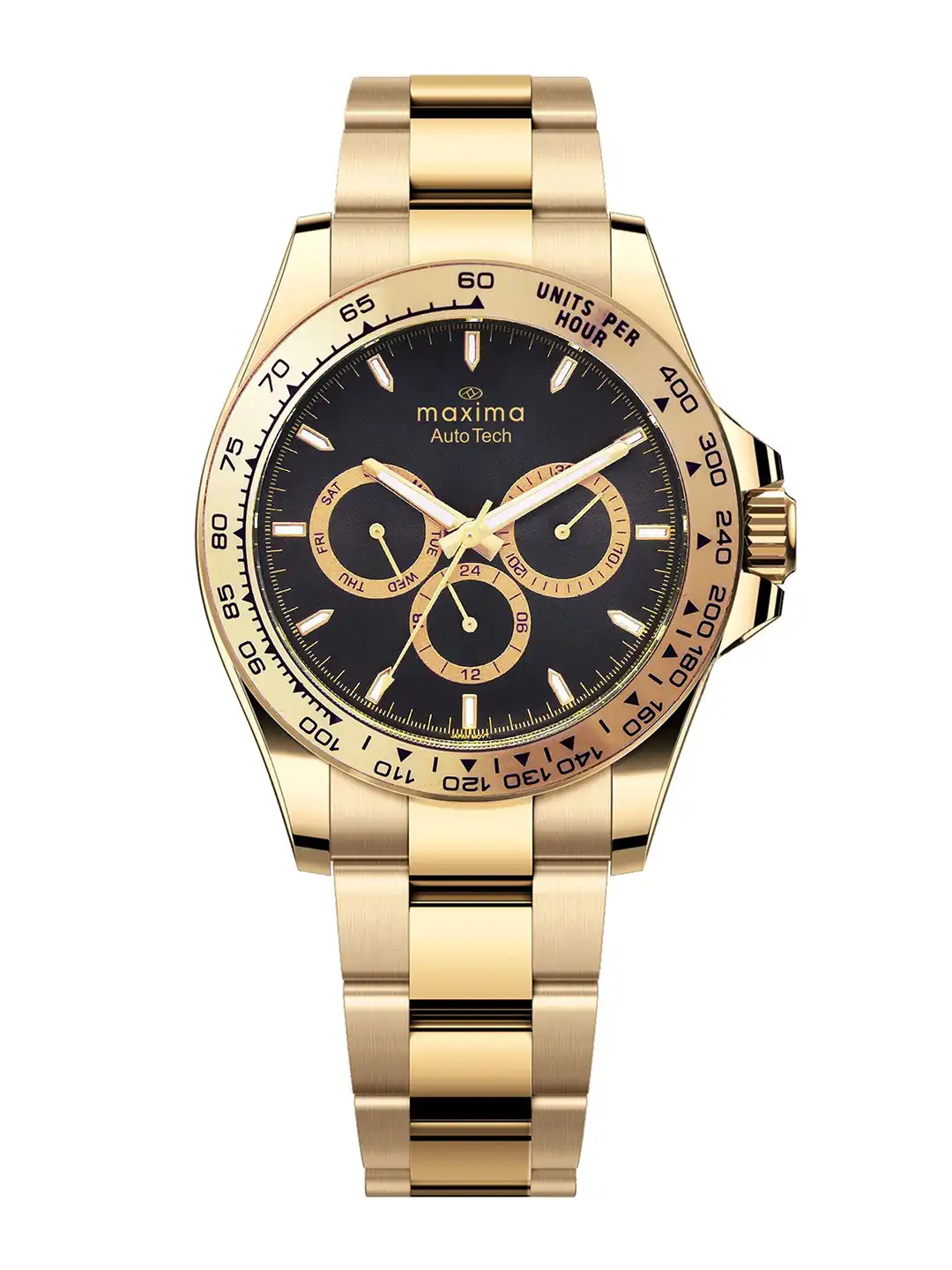 Buy maxima Men Brass Dial & Stainless Steel Bracelet Style Straps