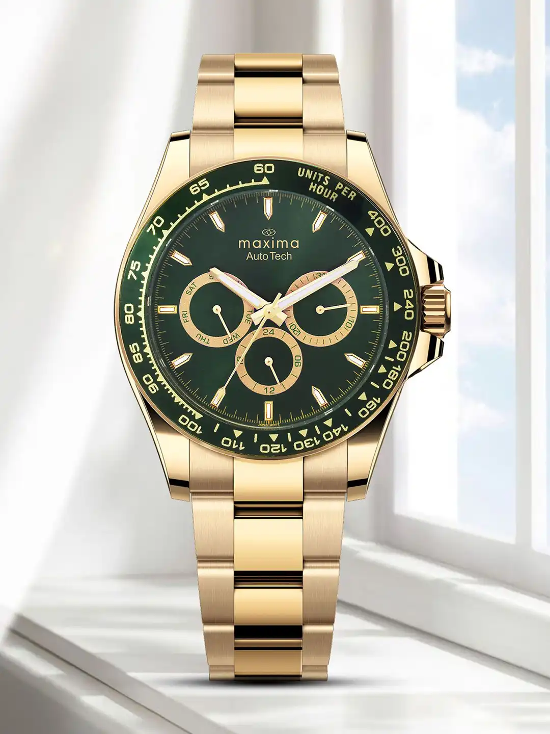 Buy maxima Men Brass Dial & Stainless Steel Bracelet Style Straps