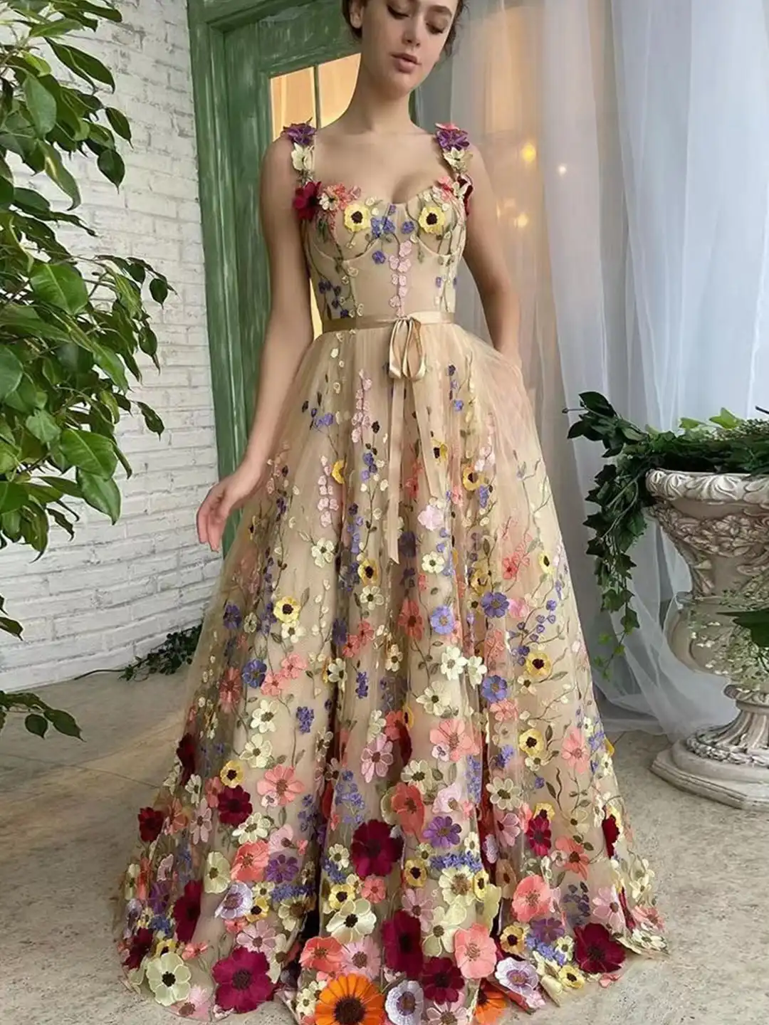 sachin and babi light blue dress ERES Hortense floral-embroidered Linen Dress | Blue